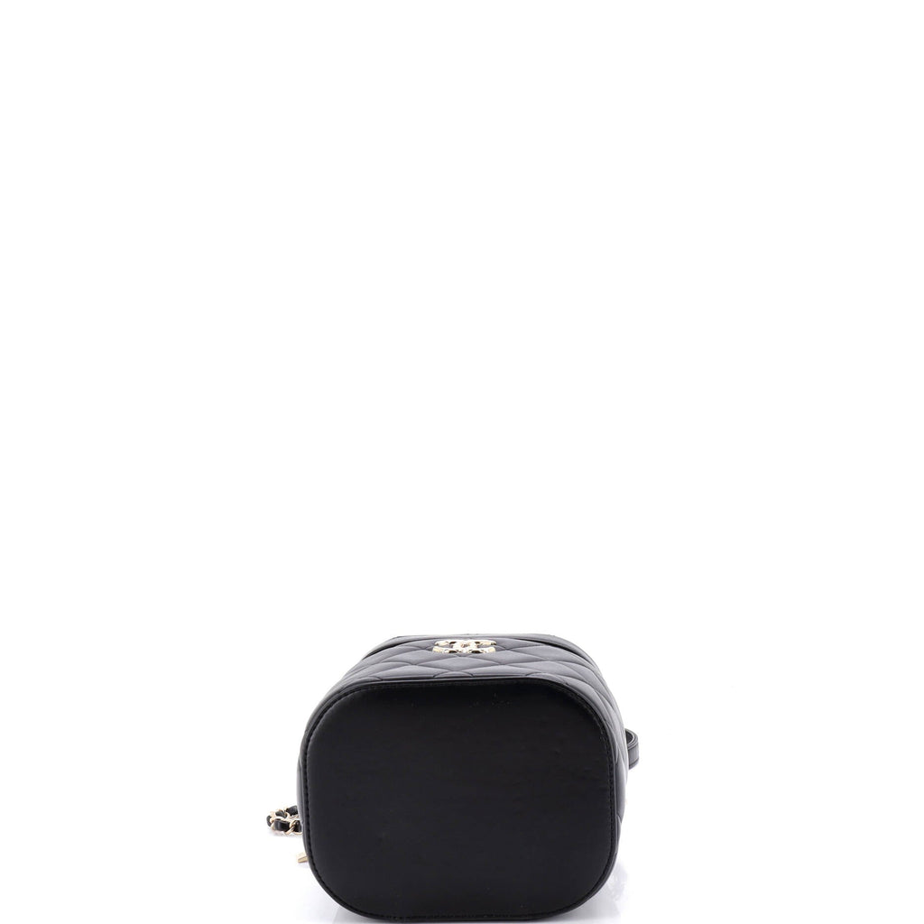Trendy CC Top Handle Vanity Case Quilted Lambskin Small