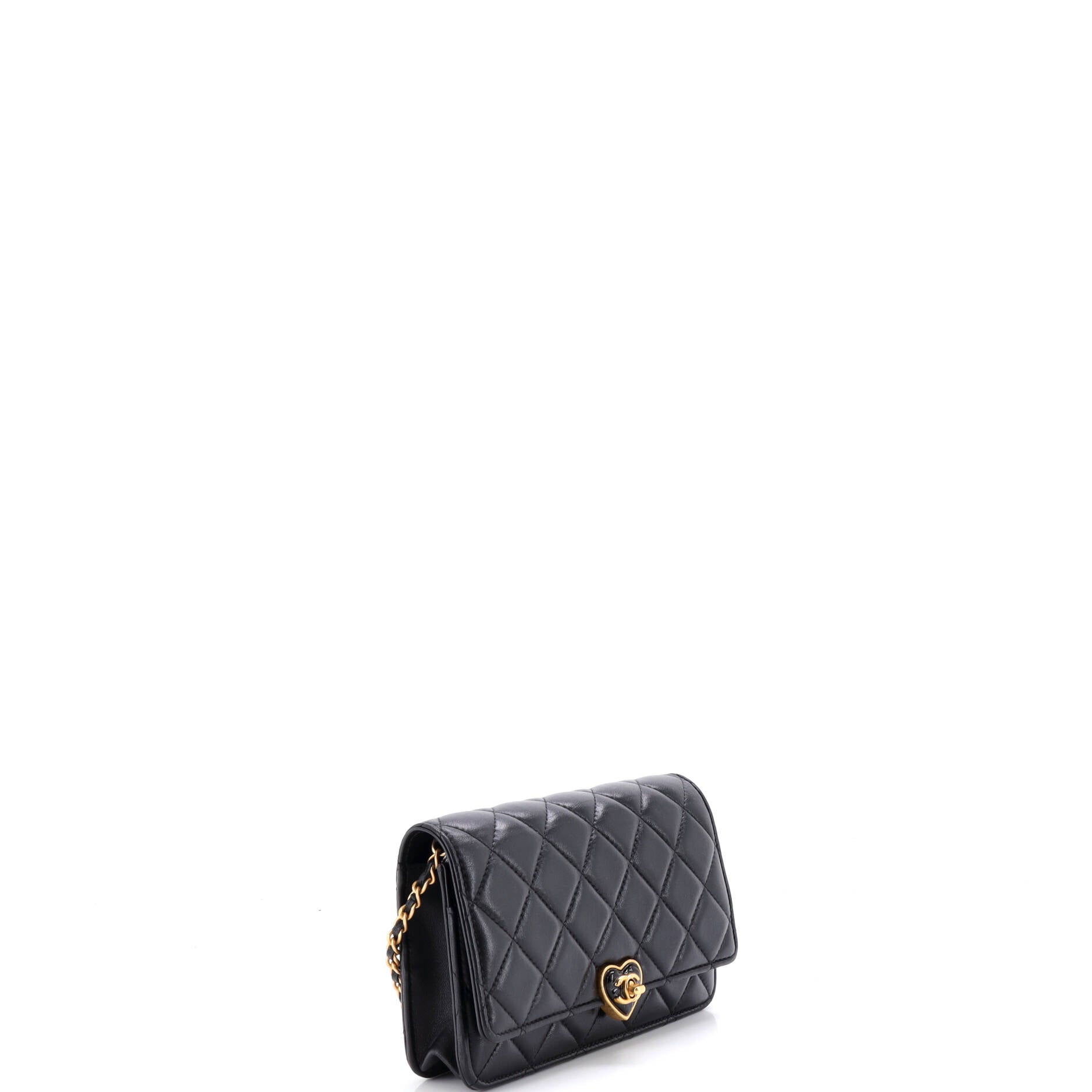 Coco Love CC Heart Wallet on Chain Quilted Lambskin