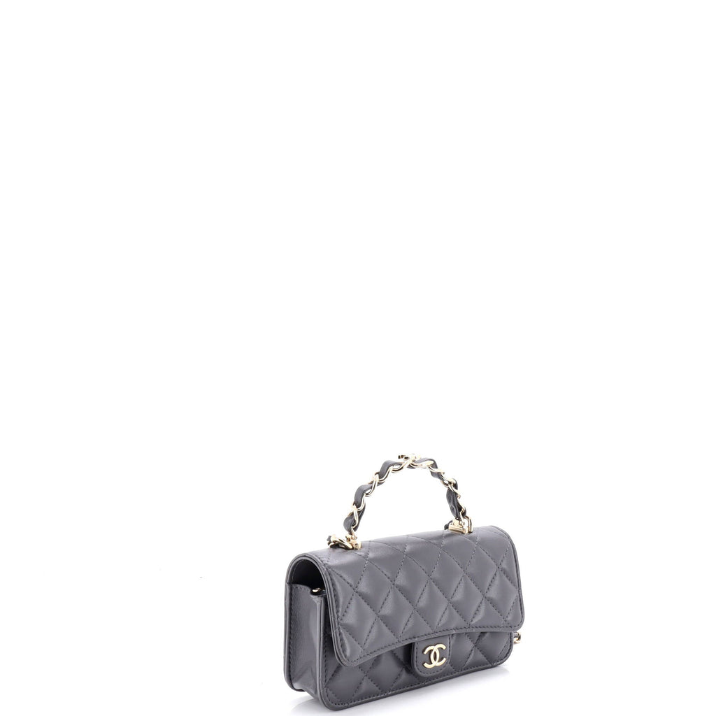 Classic Single Flap CC Handle Phone Holder with Chain Quilted Lambskin