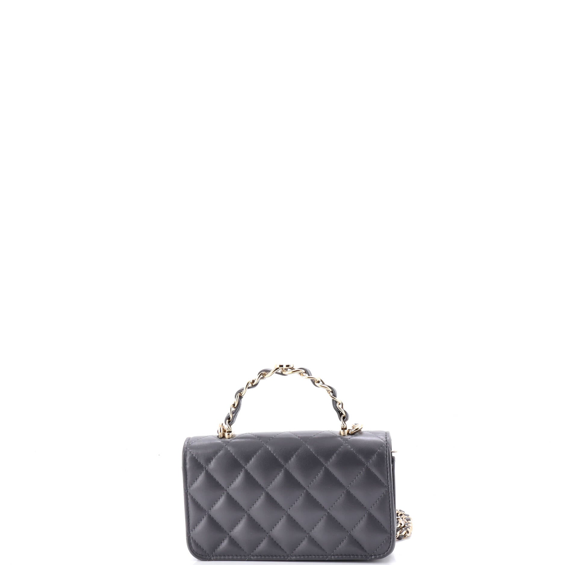 Classic Single Flap CC Handle Phone Holder with Chain Quilted Lambskin