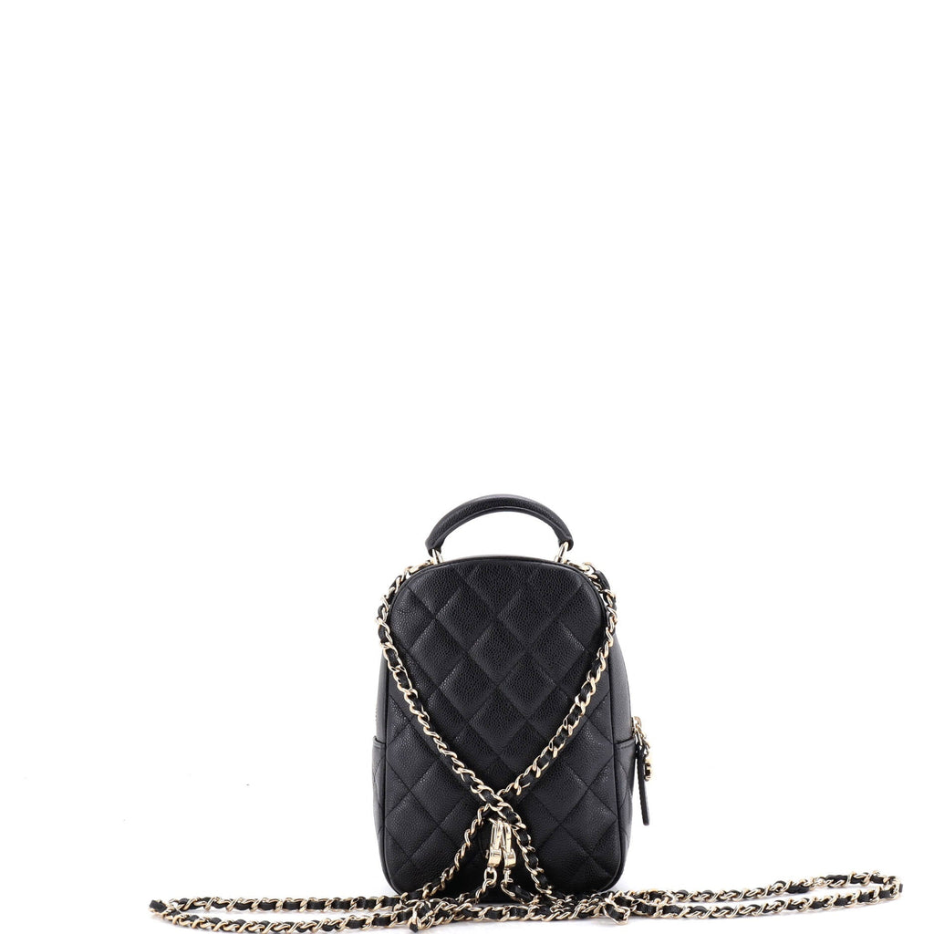 Classic CC Chain Pocket Backpack Quilted Caviar Mini