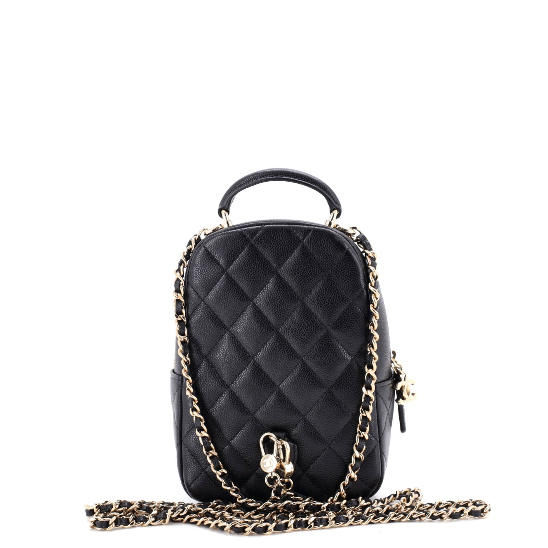 Classic CC Chain Pocket Backpack Quilted Caviar Mini