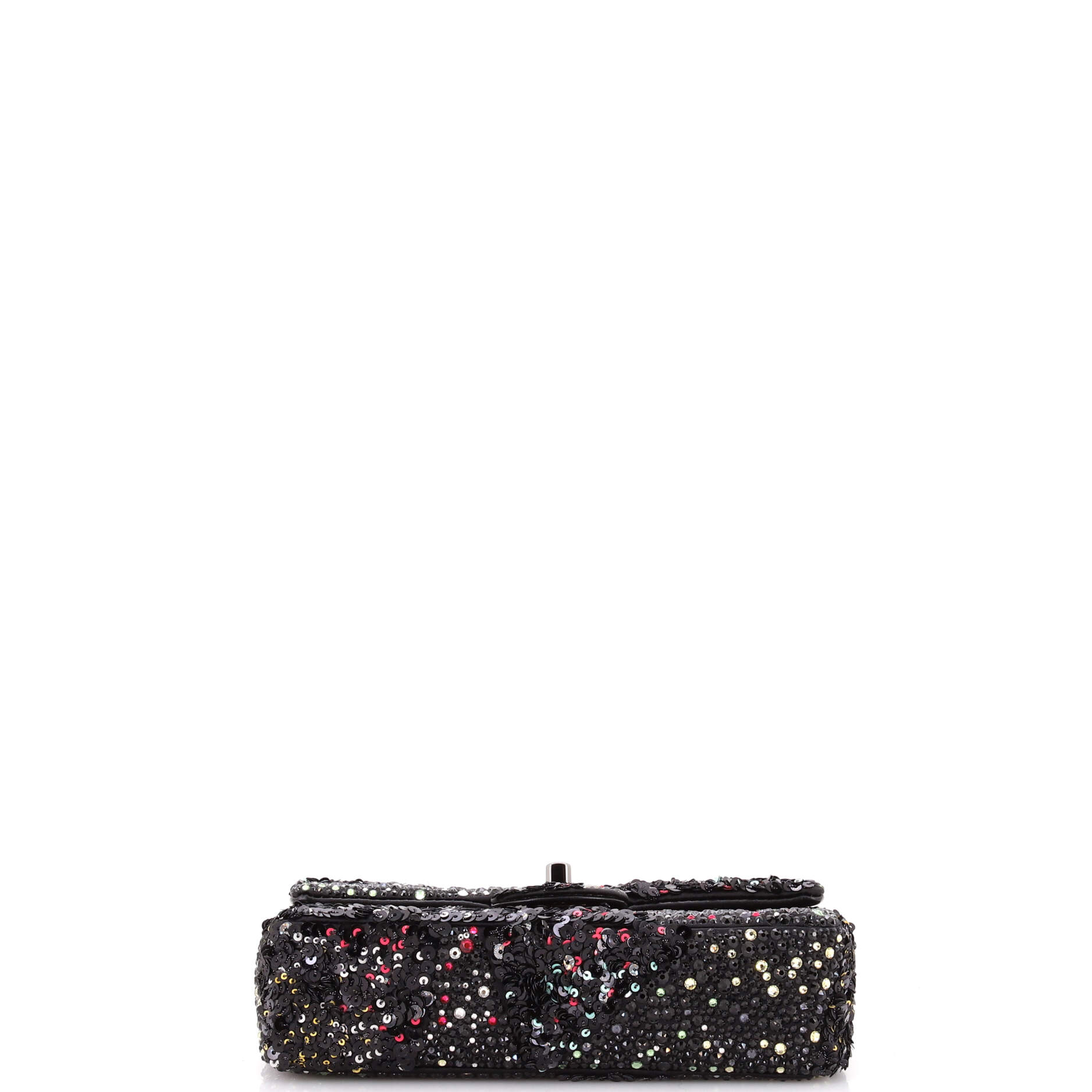 CC Flap Bag Crystal and Sequin Embellished Satin Mini