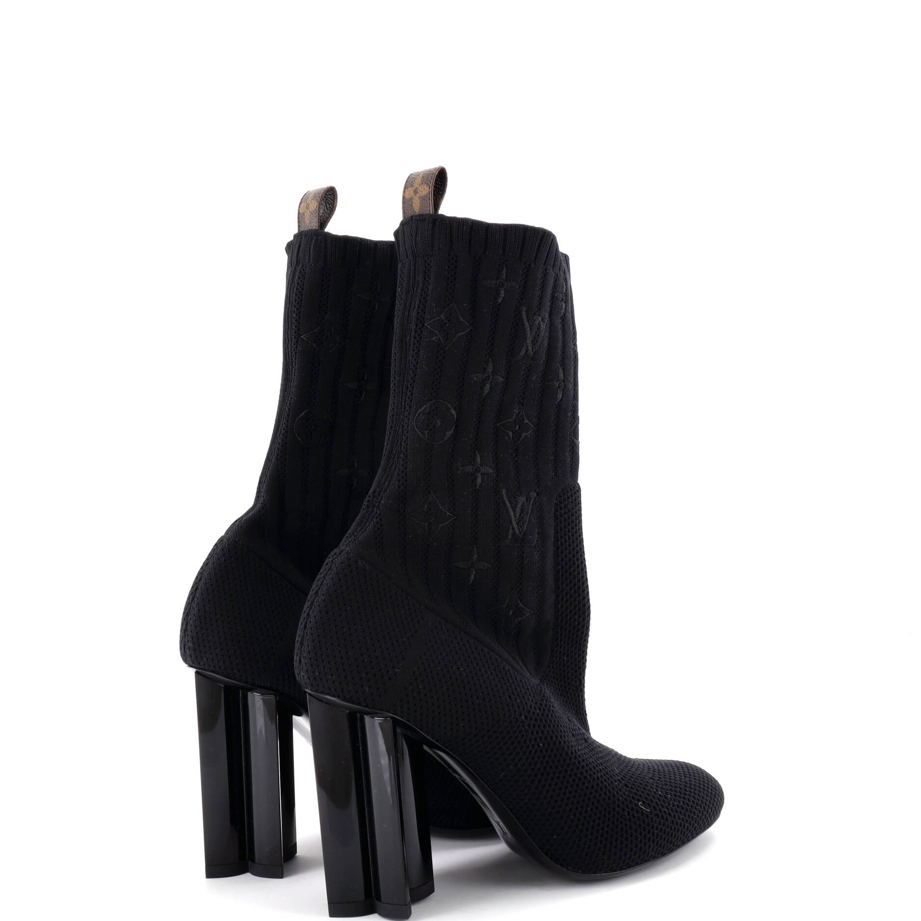 Women's Silhouette Ankle Boots Monogram Knit Fabric