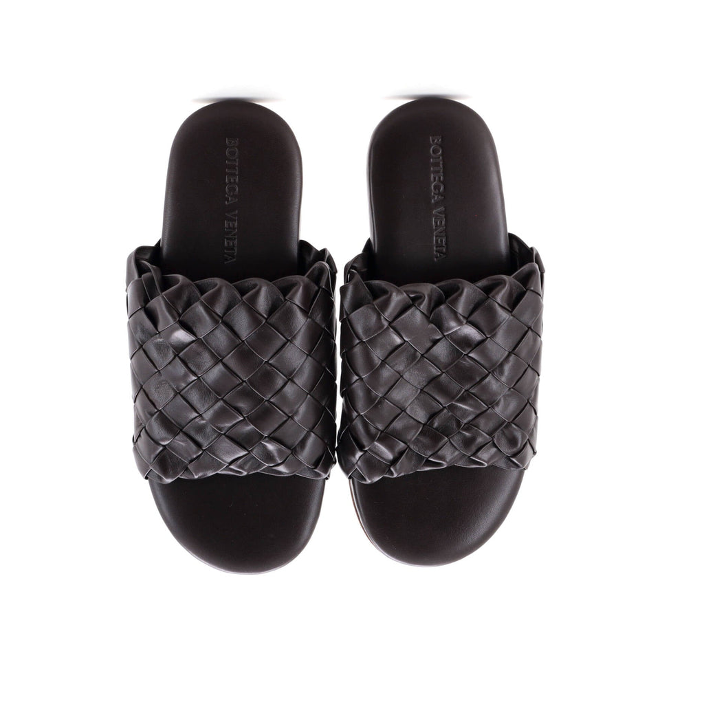 Men's Flat Slide Sandals Intrecciato Nappa