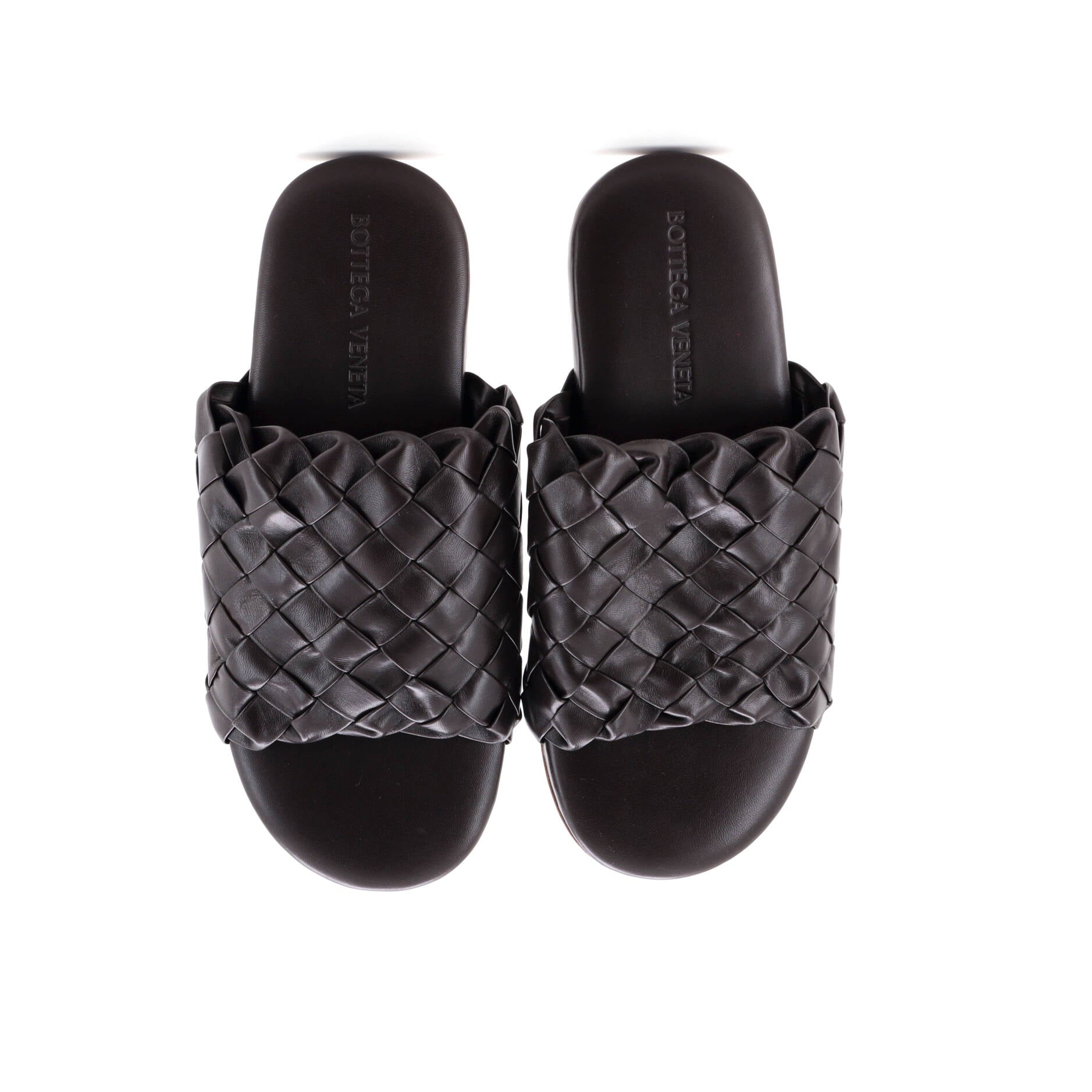 Men's Flat Slide Sandals Intrecciato Nappa