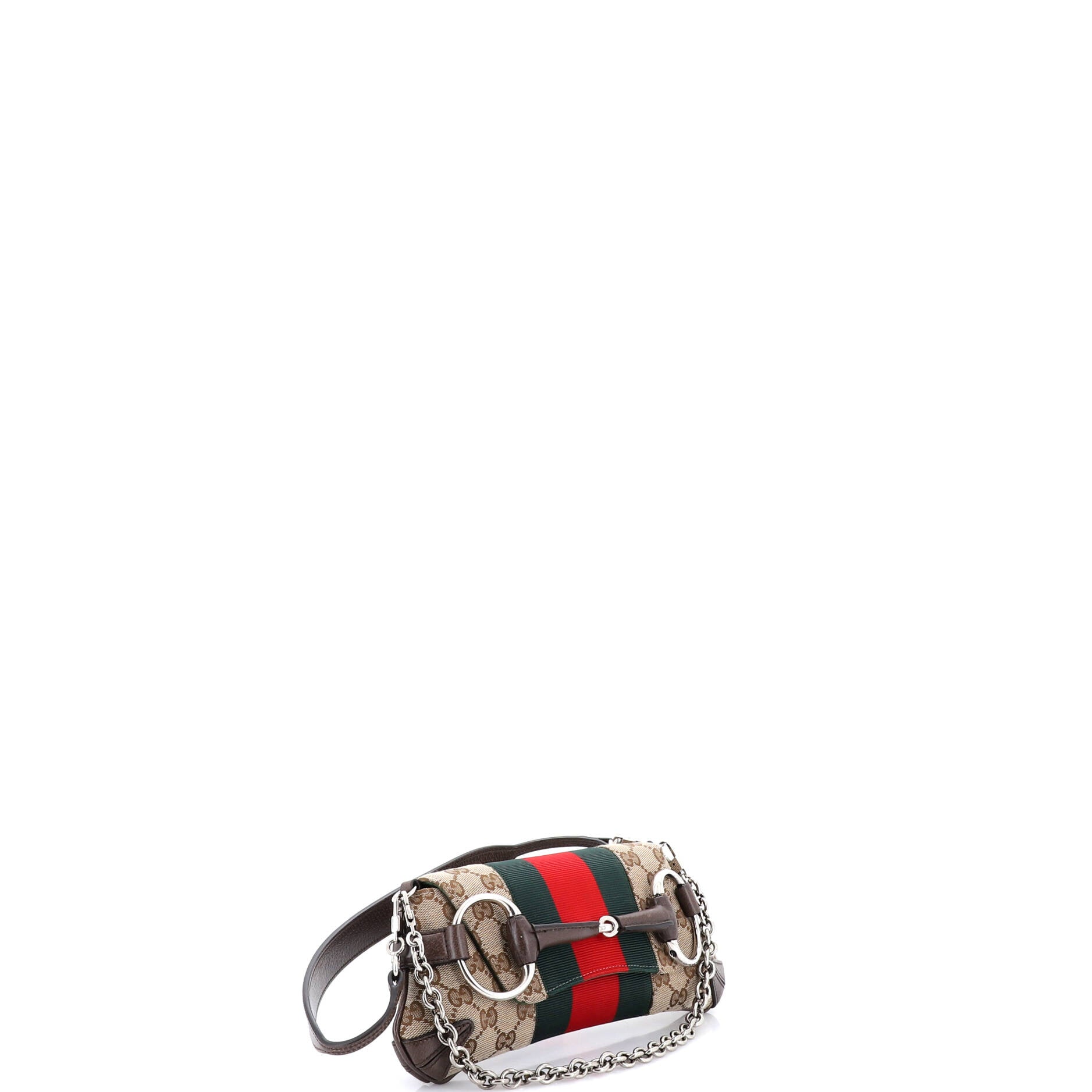 Horsebit NM Web Chain Clutch GG Canvas Small