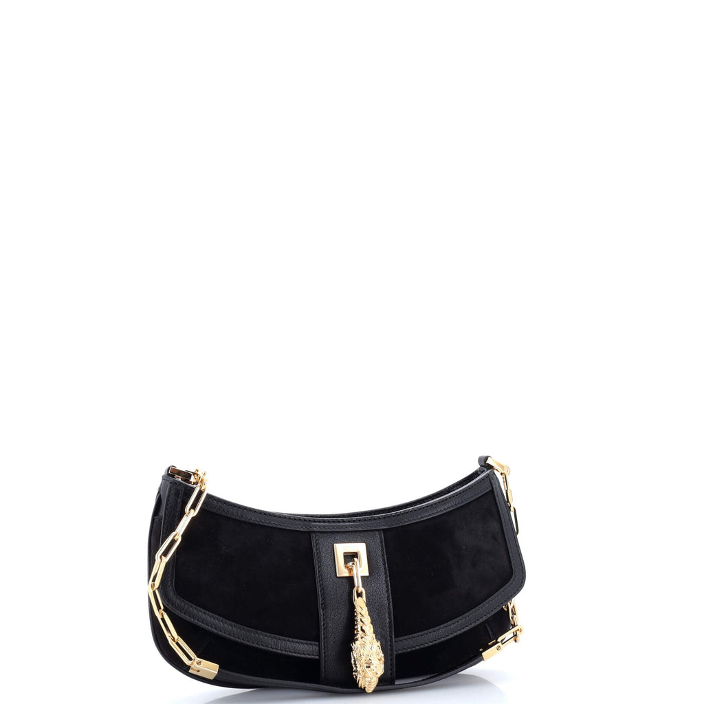 Tiger Head Chain Clutch Suede with Leather Small