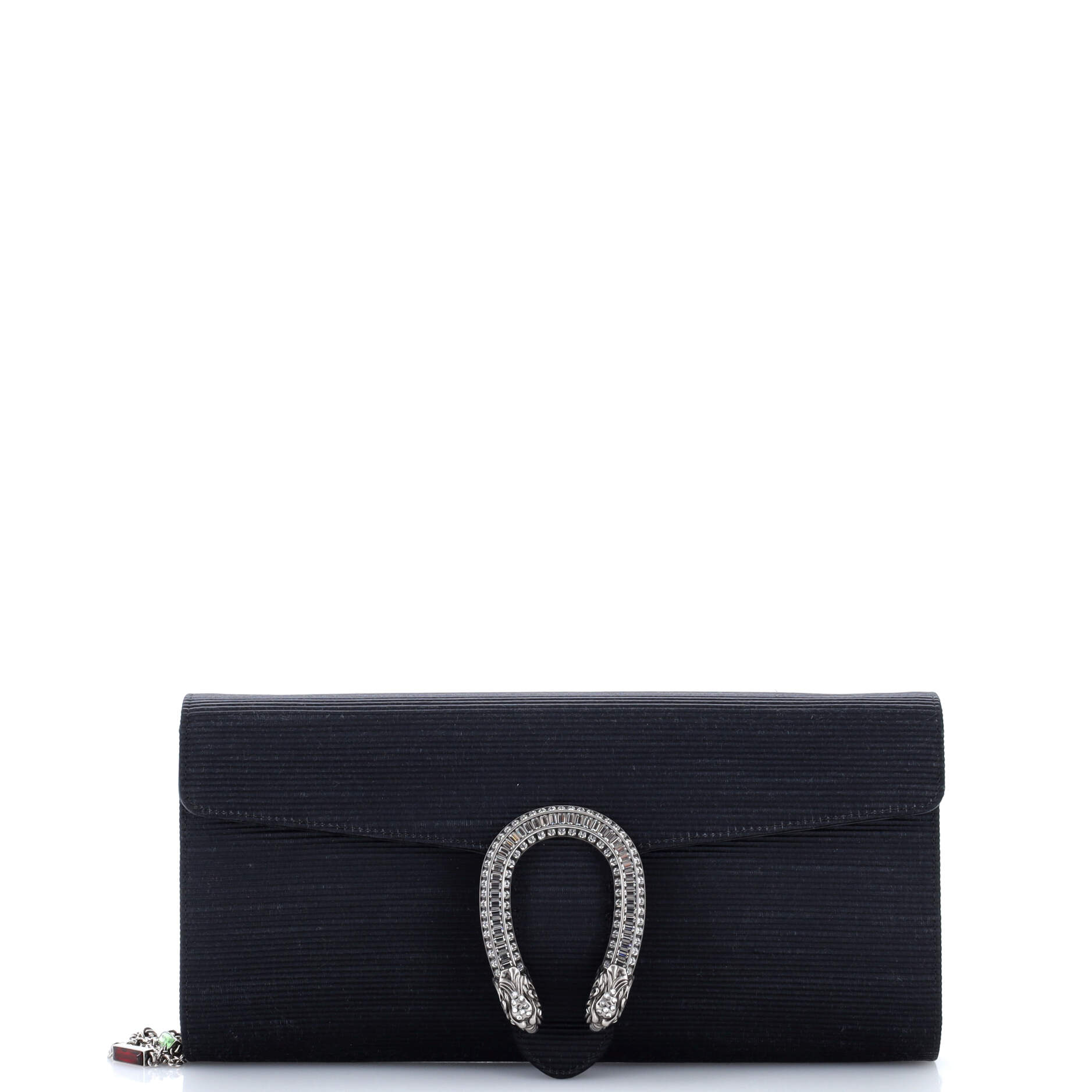 Dionysus Chain Clutch Ribbed Satin with Crystals Long