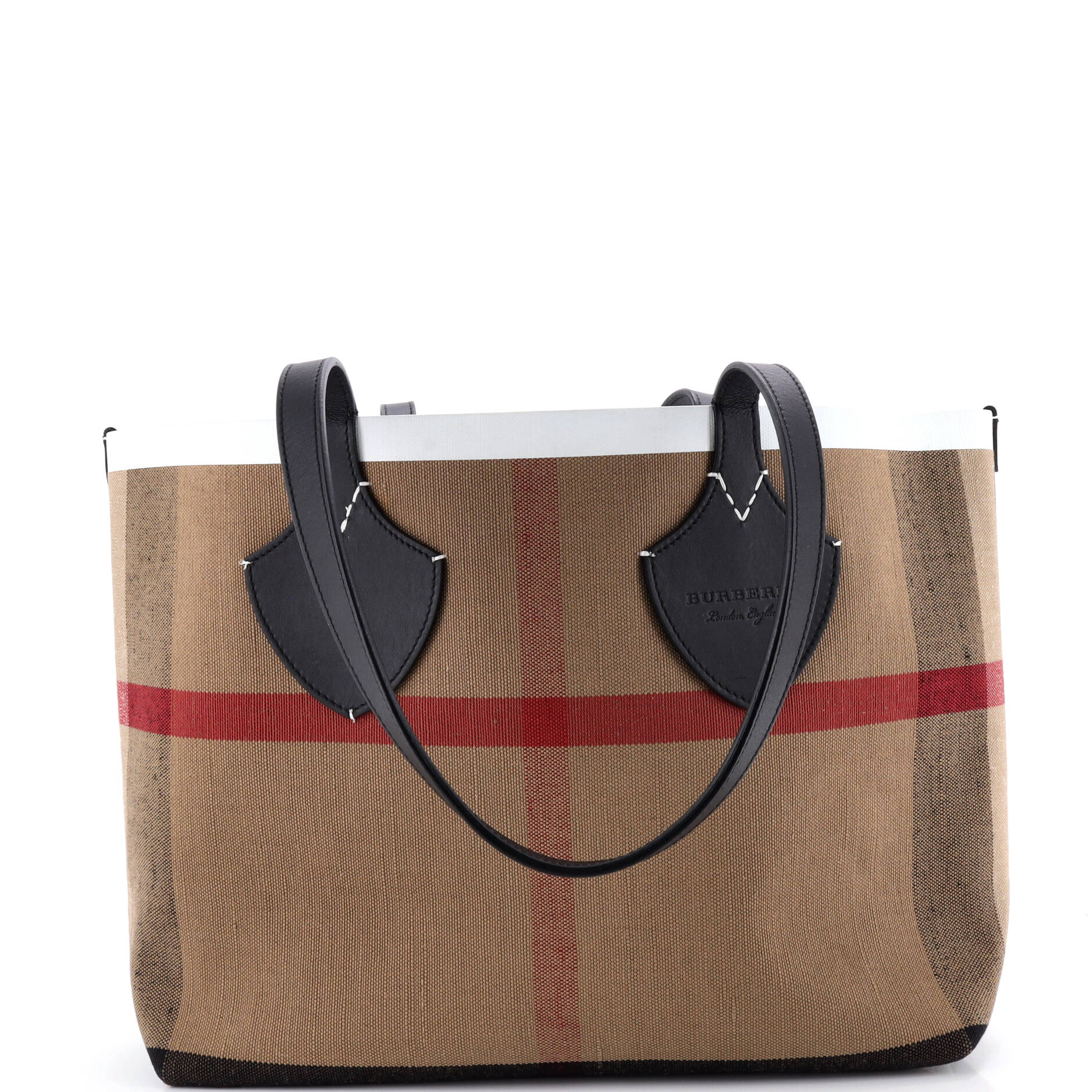 Reversible Giant Tote House Check Canvas and Leather Medium