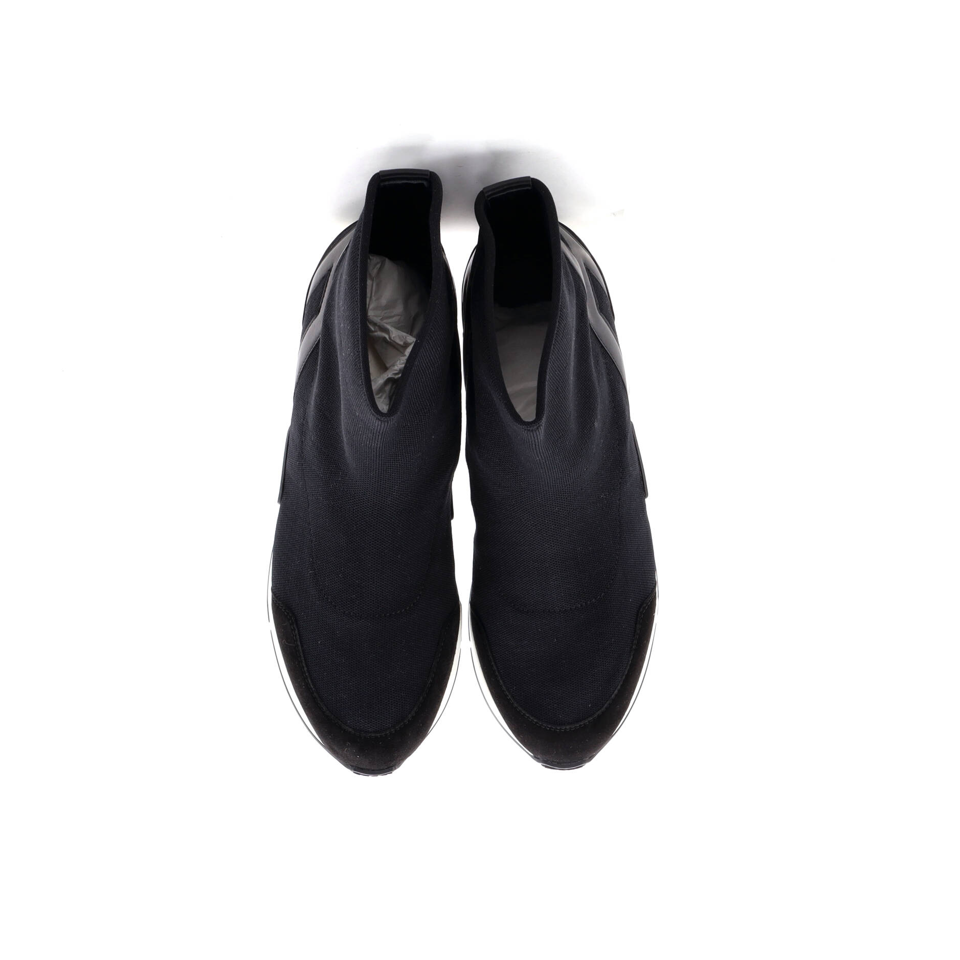 Men's Sock High-Top Sneakers Knit Fabric with Leather