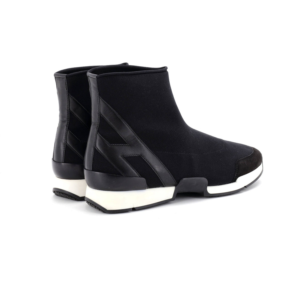 Men's Sock High-Top Sneakers Knit Fabric with Leather