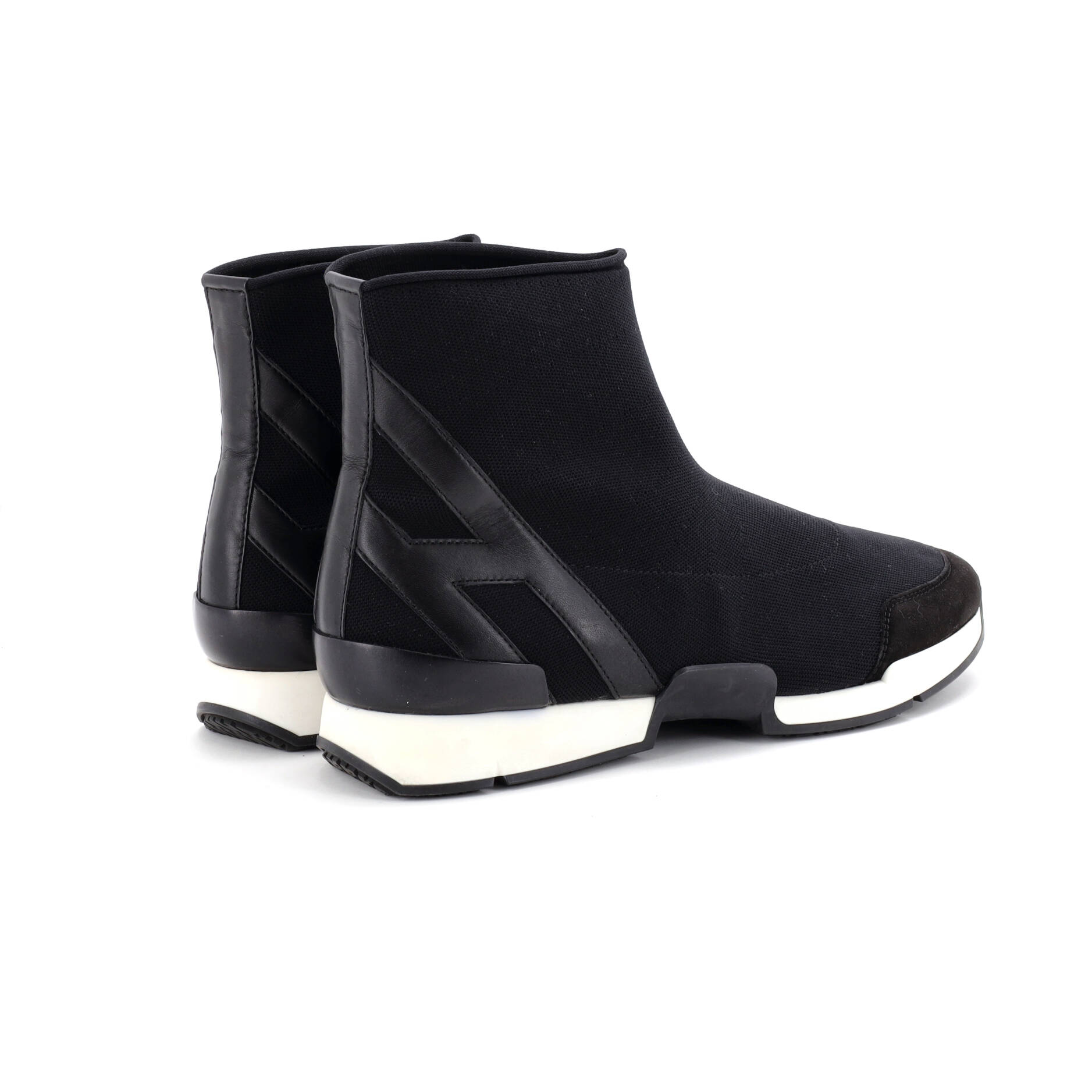 Men's Sock High-Top Sneakers Knit Fabric with Leather
