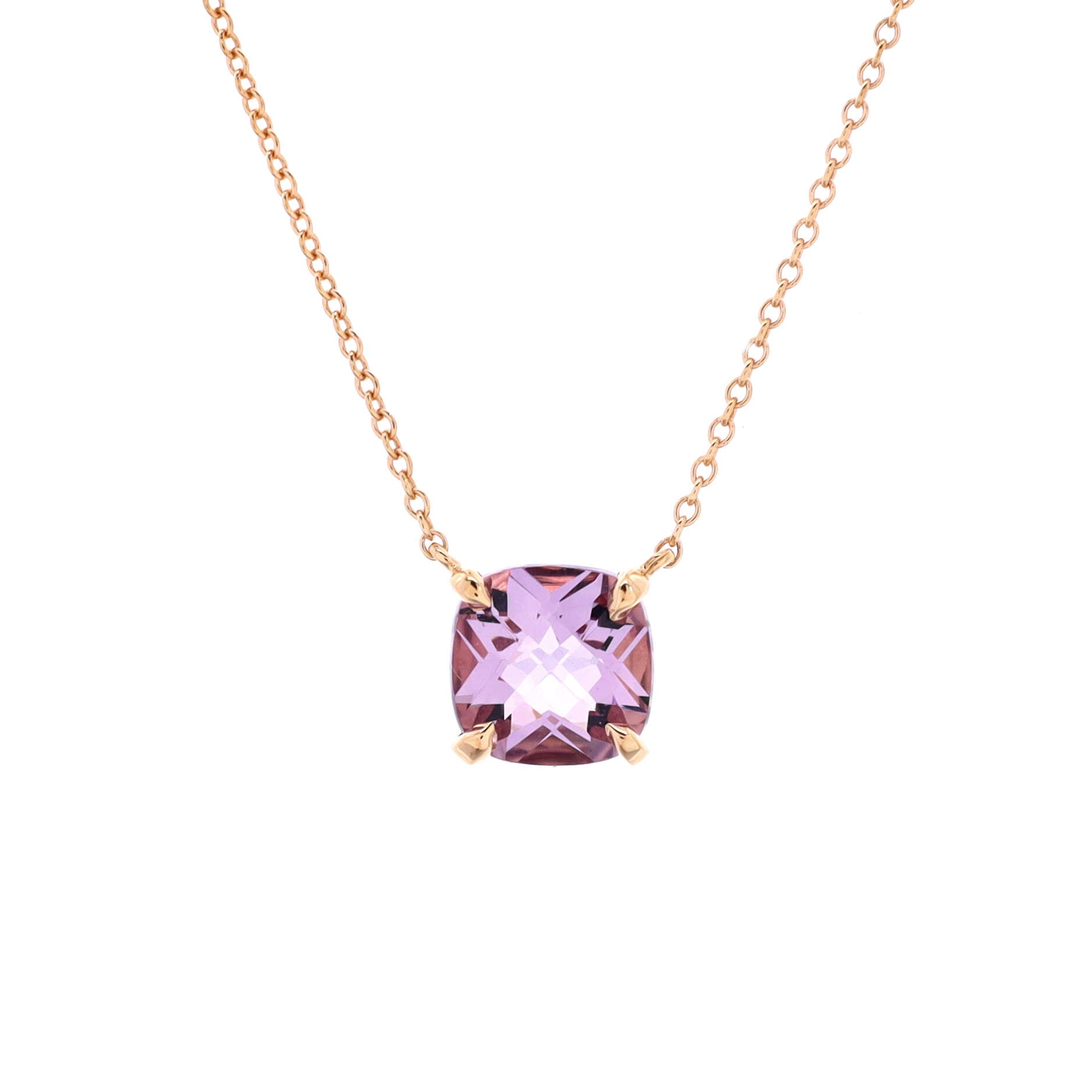 Sparklers Pendant Necklace 18K Rose Gold with Amethyst