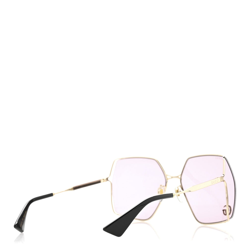 Metal Square Frame Sunglasses GG0817S Gold Purple