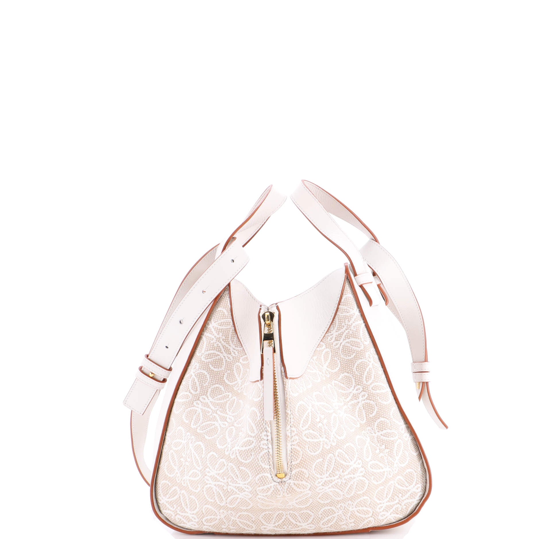 Hammock Bag Leather and Anagram Jacquard Small