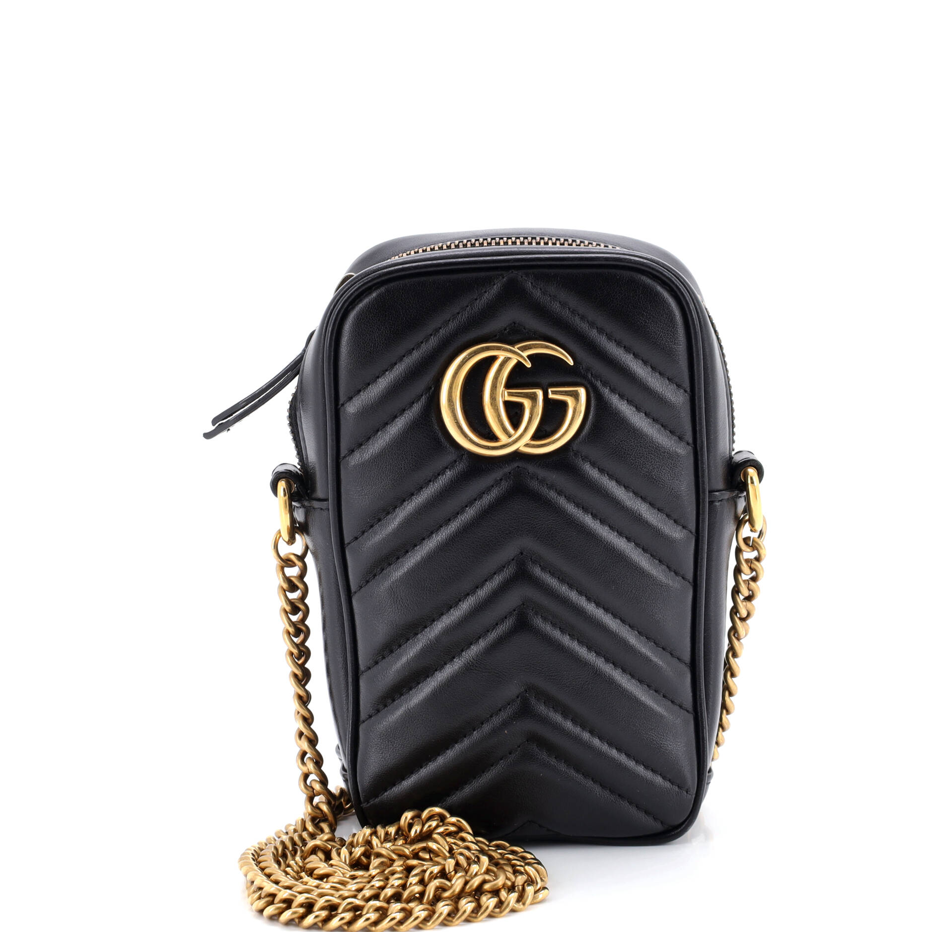 GG Marmont Vertical Phone Crossbody Bag Matelasse Leather Mini