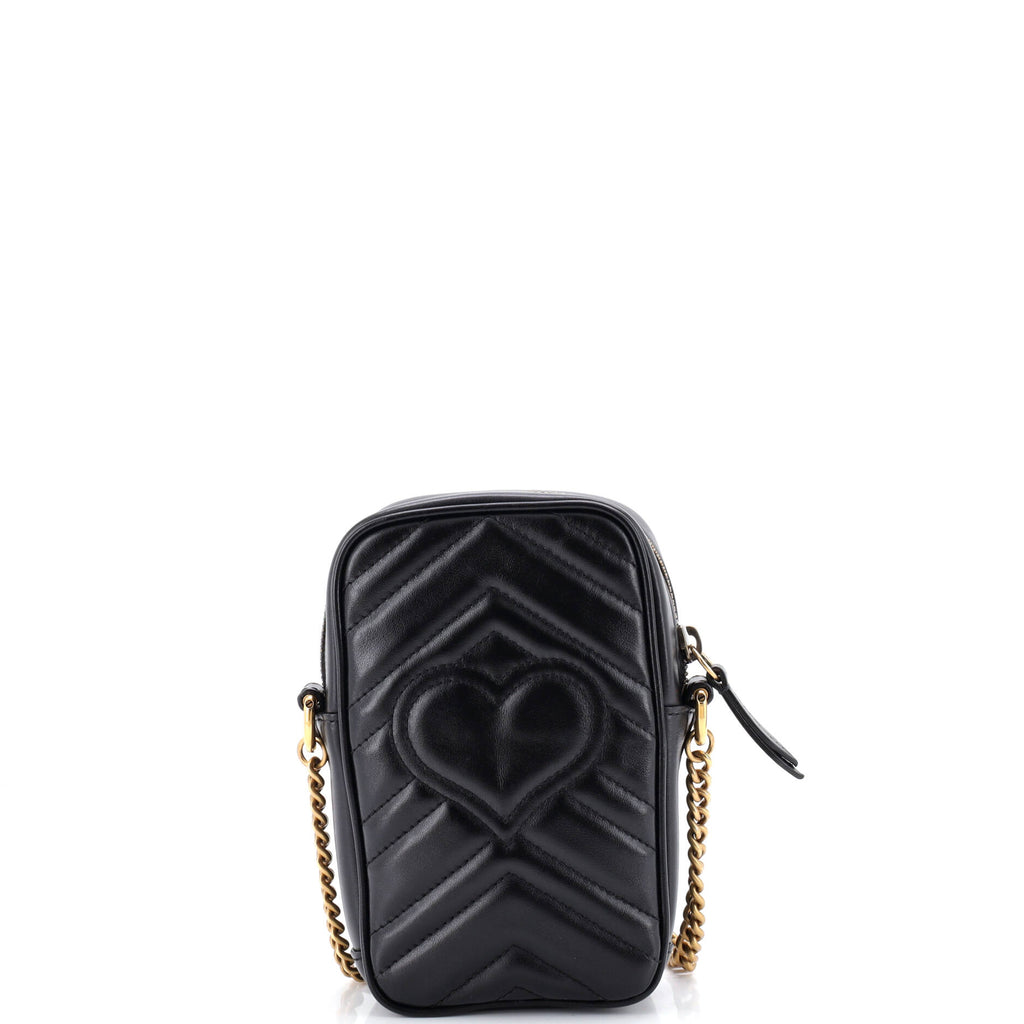 GG Marmont Vertical Phone Crossbody Bag Matelasse Leather Mini