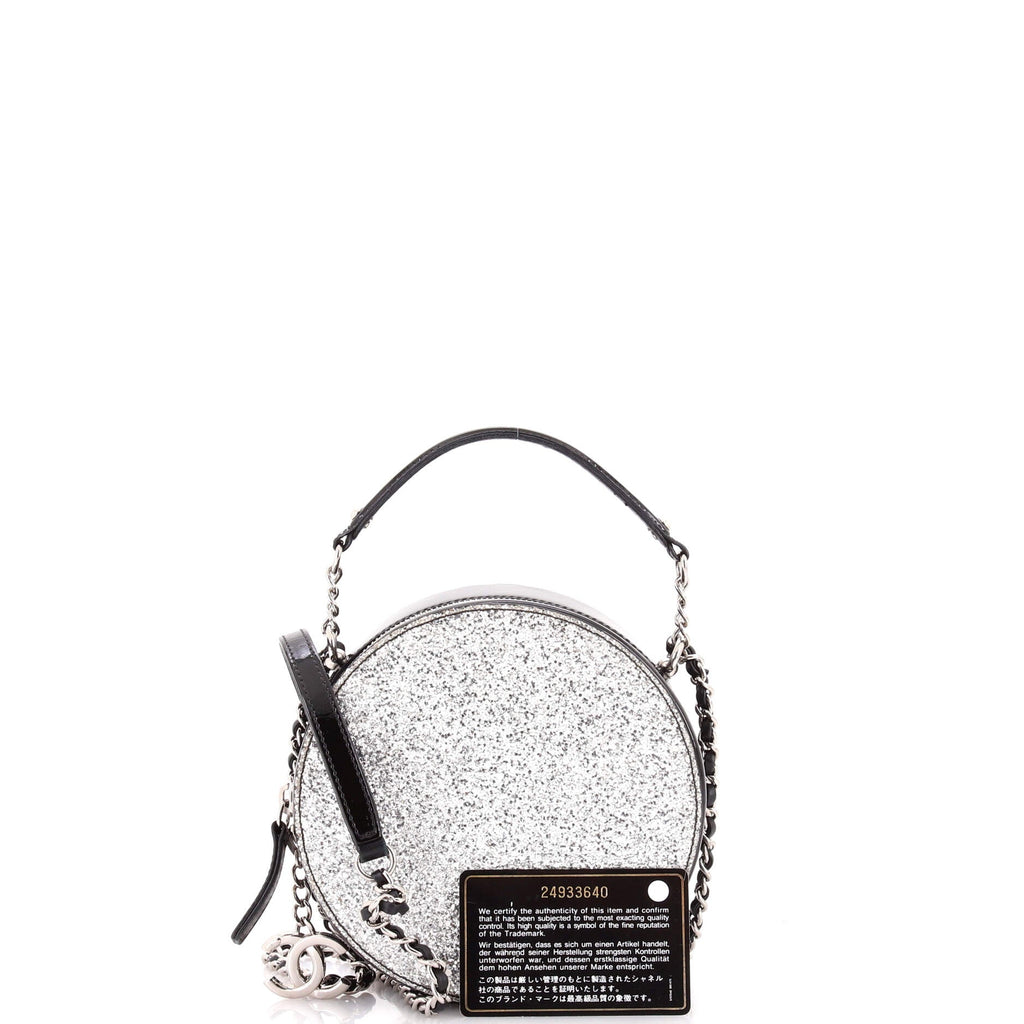 Evening On The Moon Round Evening Bag Glittered PVC with Patent Mini