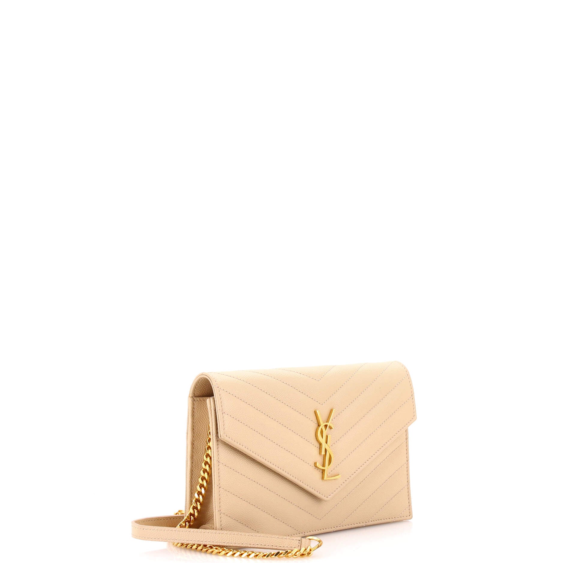 Classic Monogram Wallet on Chain Matelasse Chevron Leather Small