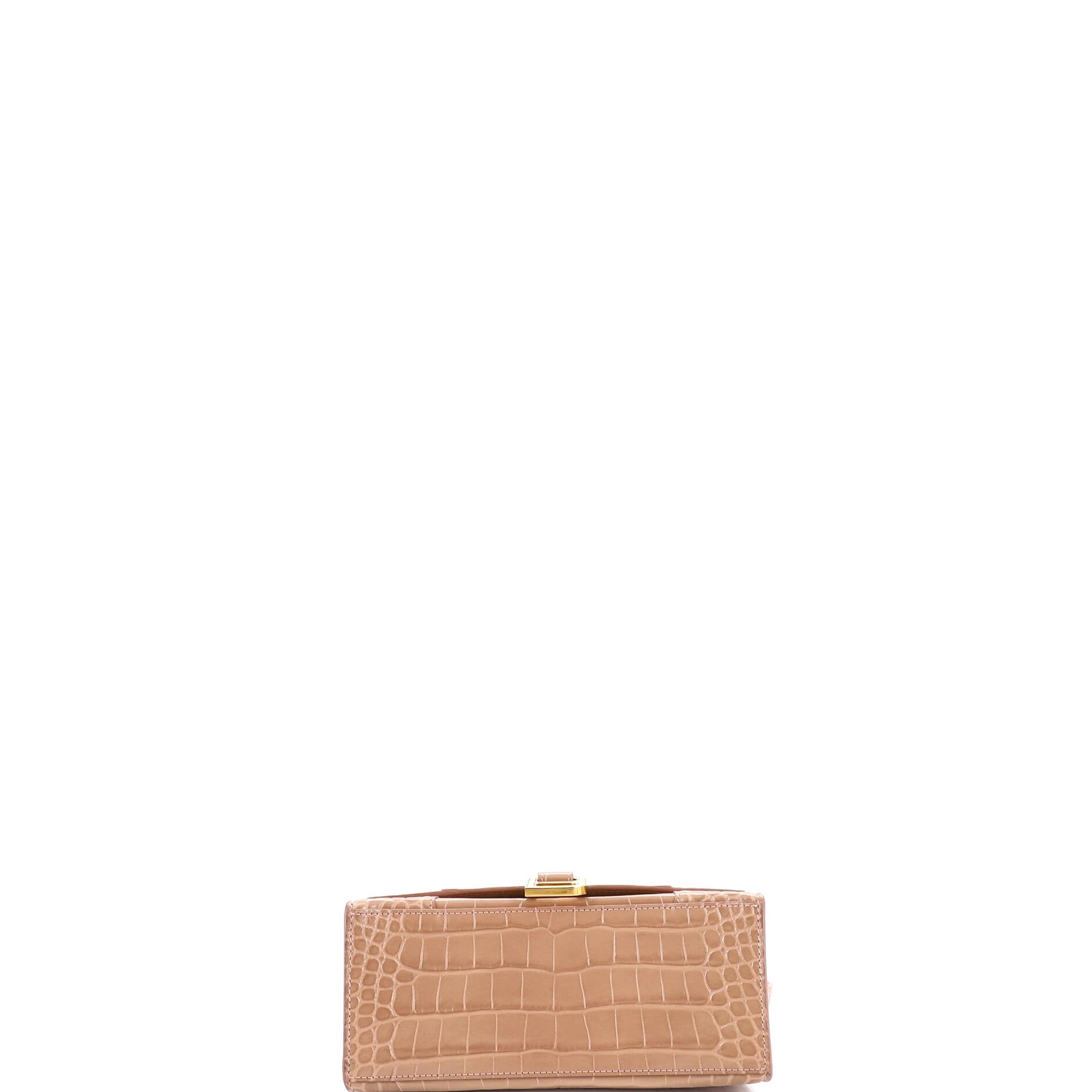 Hourglass Top Handle Bag Crocodile Embossed Leather Small
