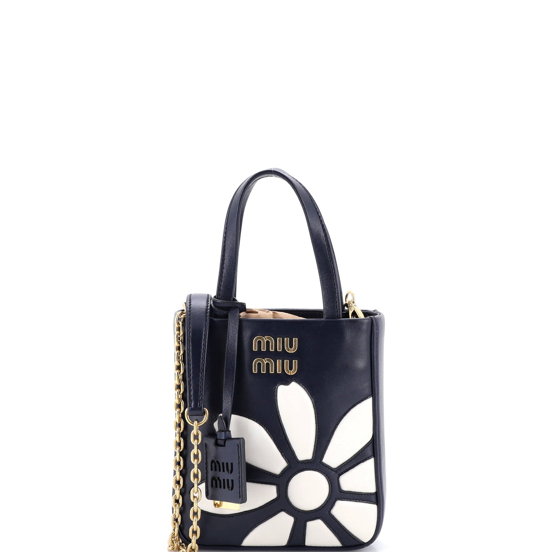 Flower Convertible Open Tote Embellished Leather Mini