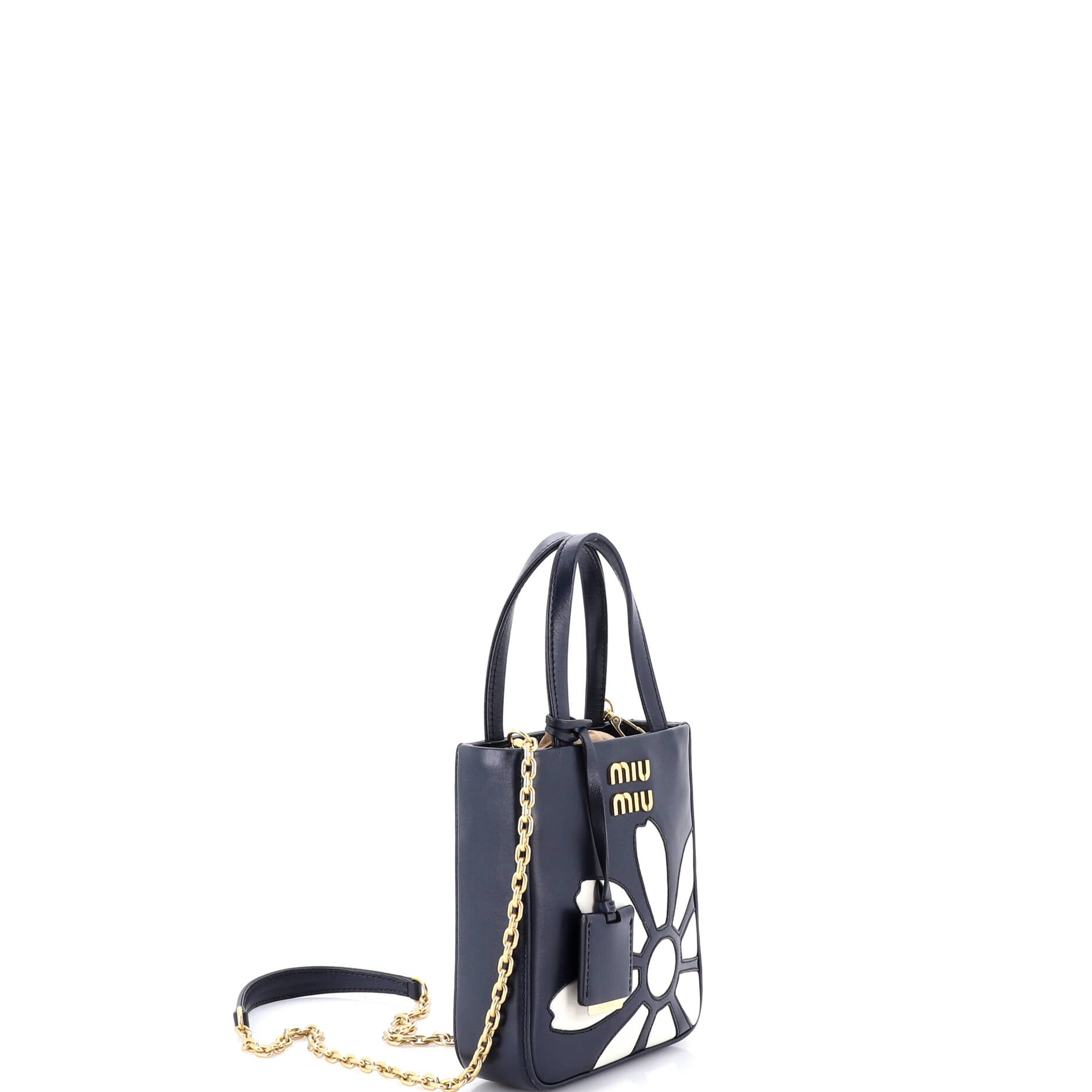 Flower Convertible Open Tote Embellished Leather Mini