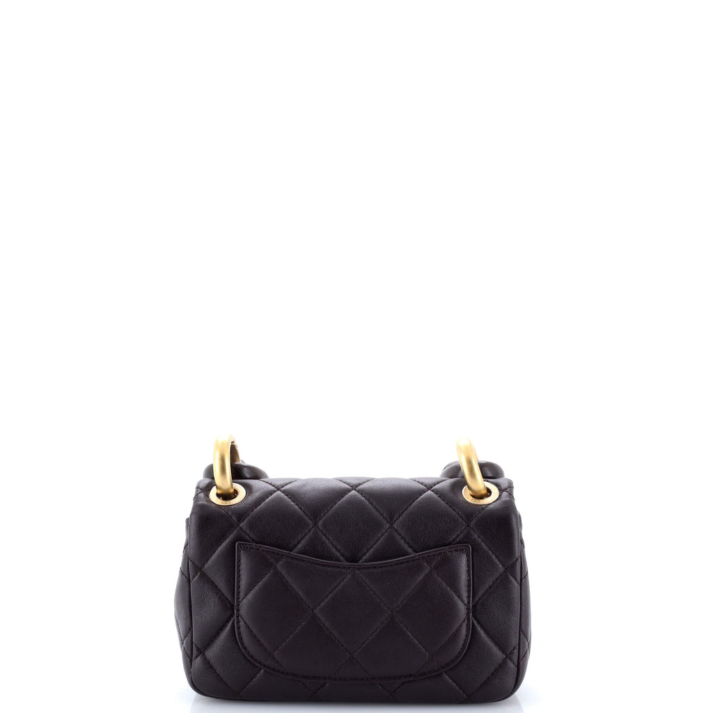 Wenge Wood Flap Bag Quilted Lambskin Mini