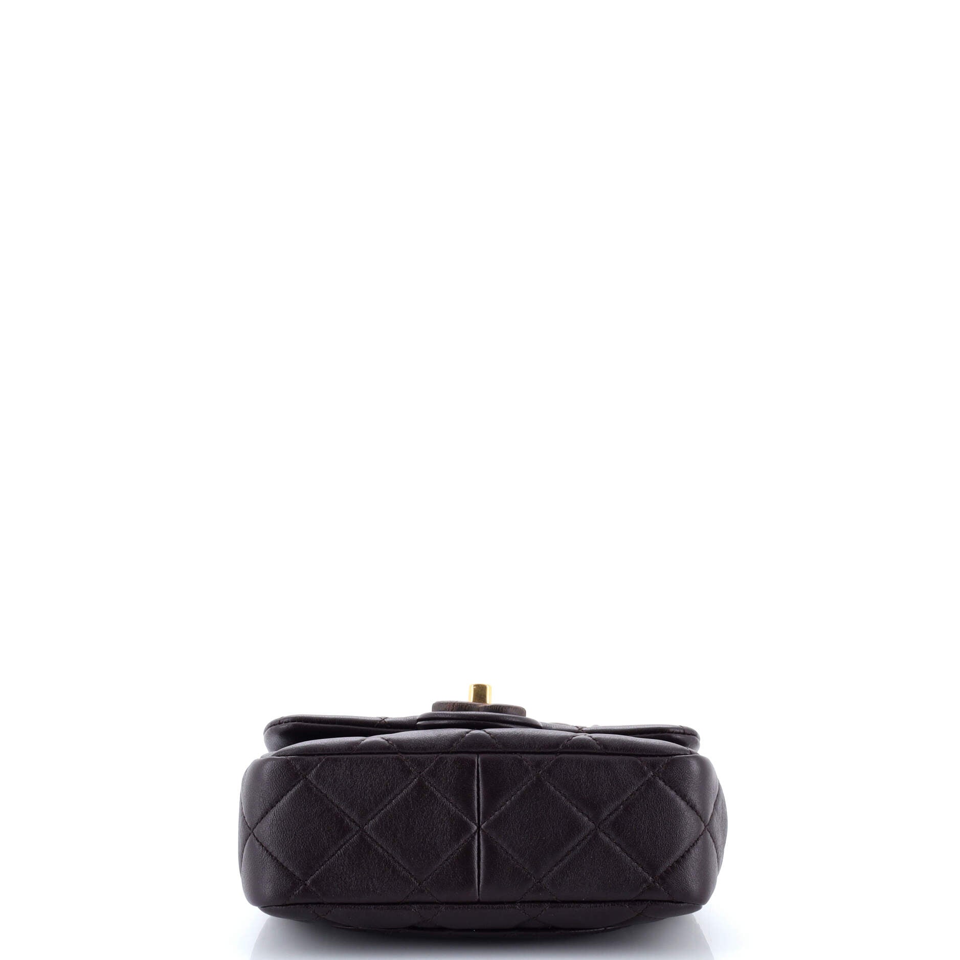 Wenge Wood Flap Bag Quilted Lambskin Mini
