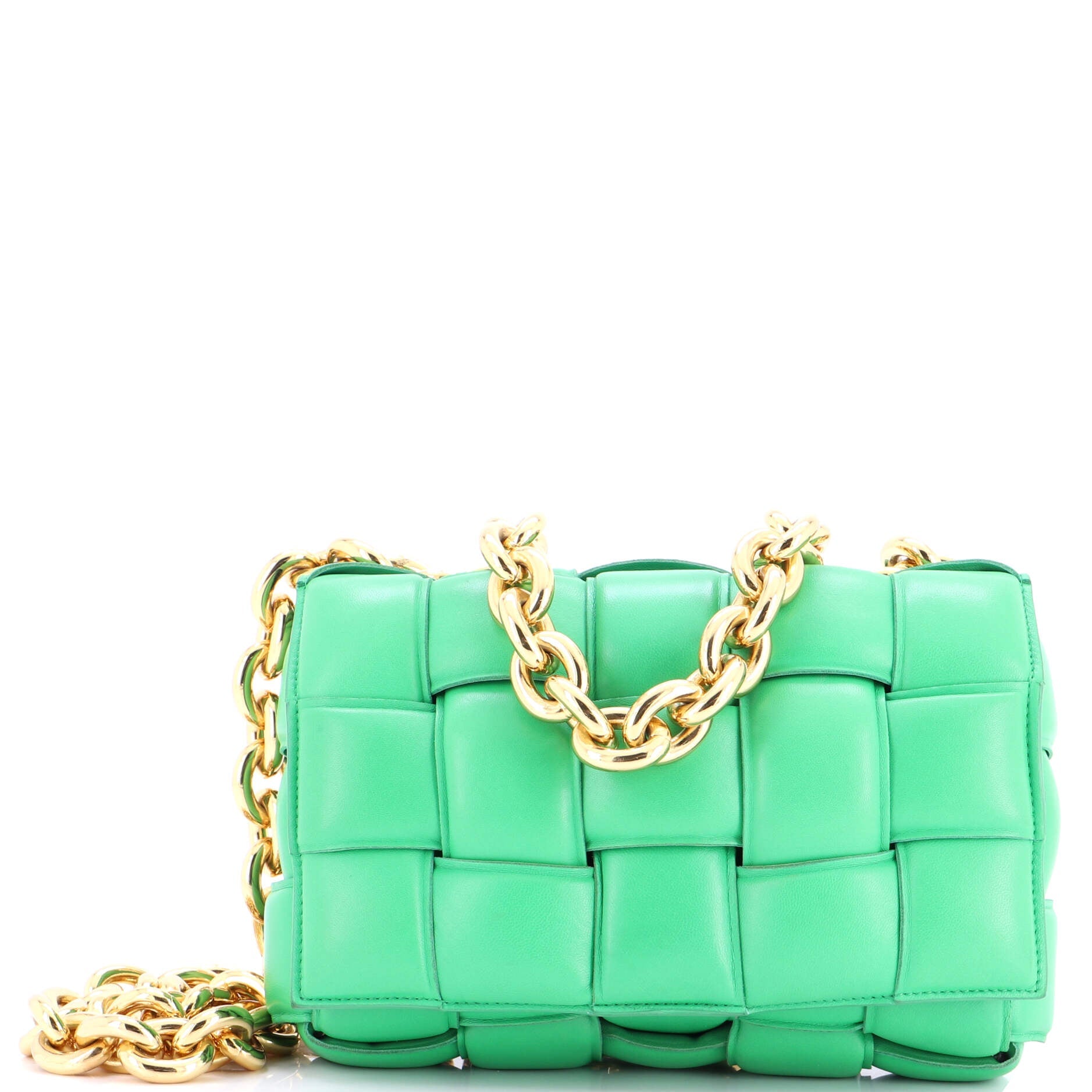 Cassette Chain Crossbody Bag Padded Maxi Intrecciato Leather