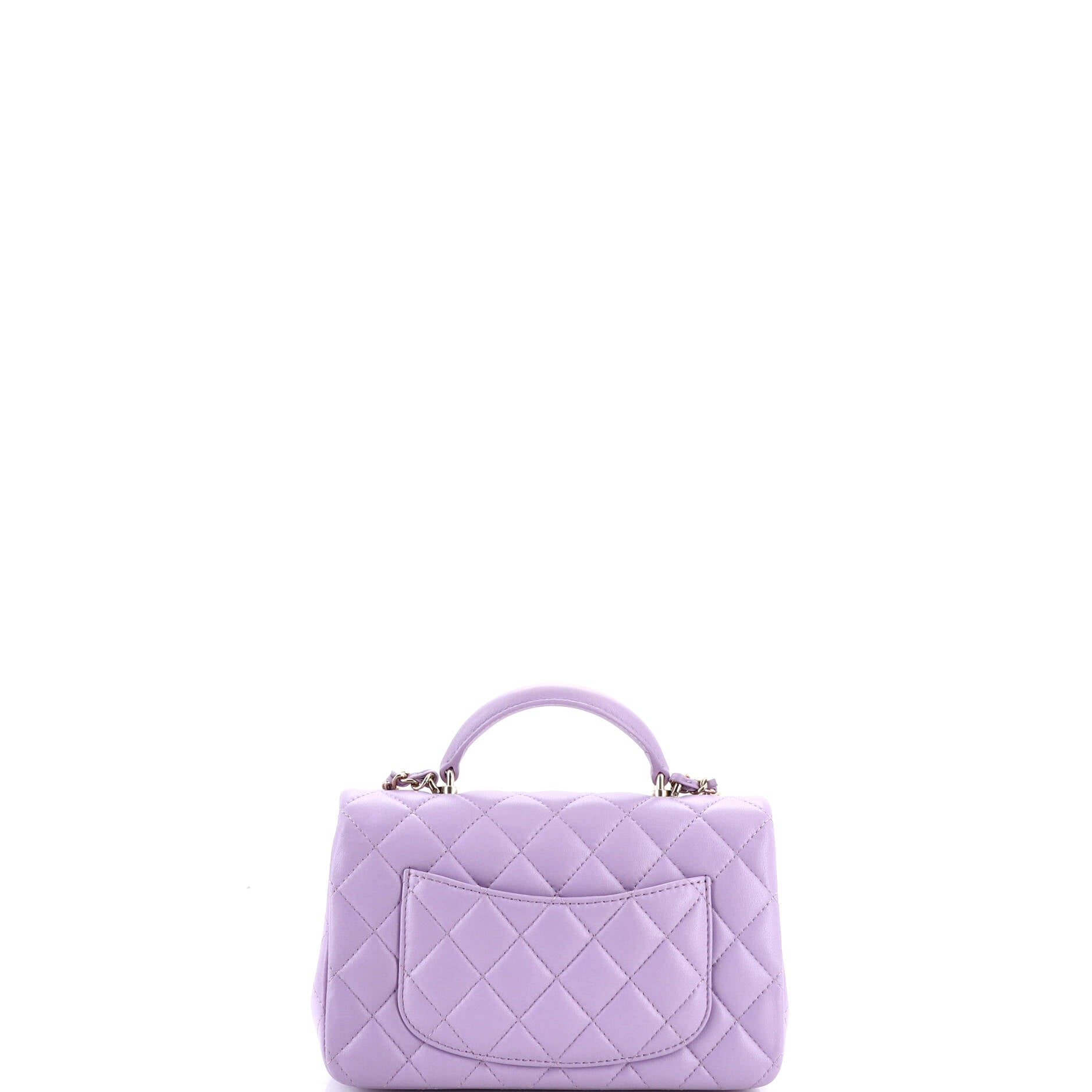 Classic Single Flap Top Handle Bag Quilted Lambskin Mini