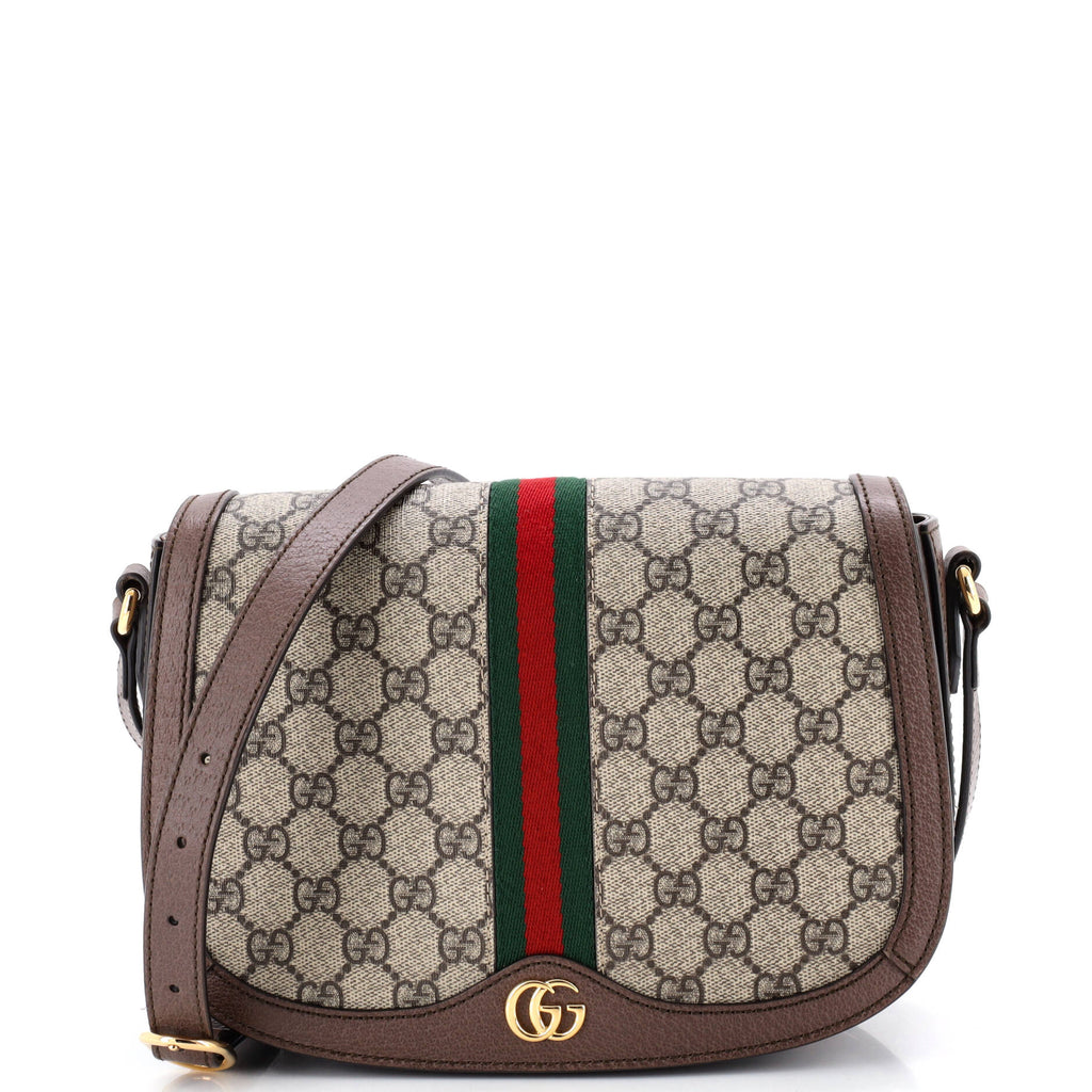 Ophidia Saddle Flap Shoulder Bag GG Coated Canvas Small