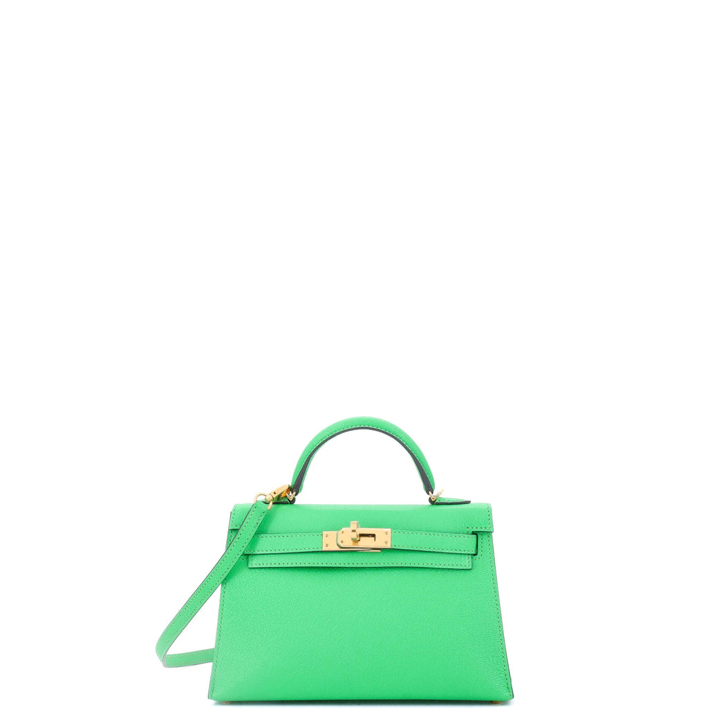 Kelly Mini II Bag Vert Comics Chevre Mysore with Gold Hardware 20