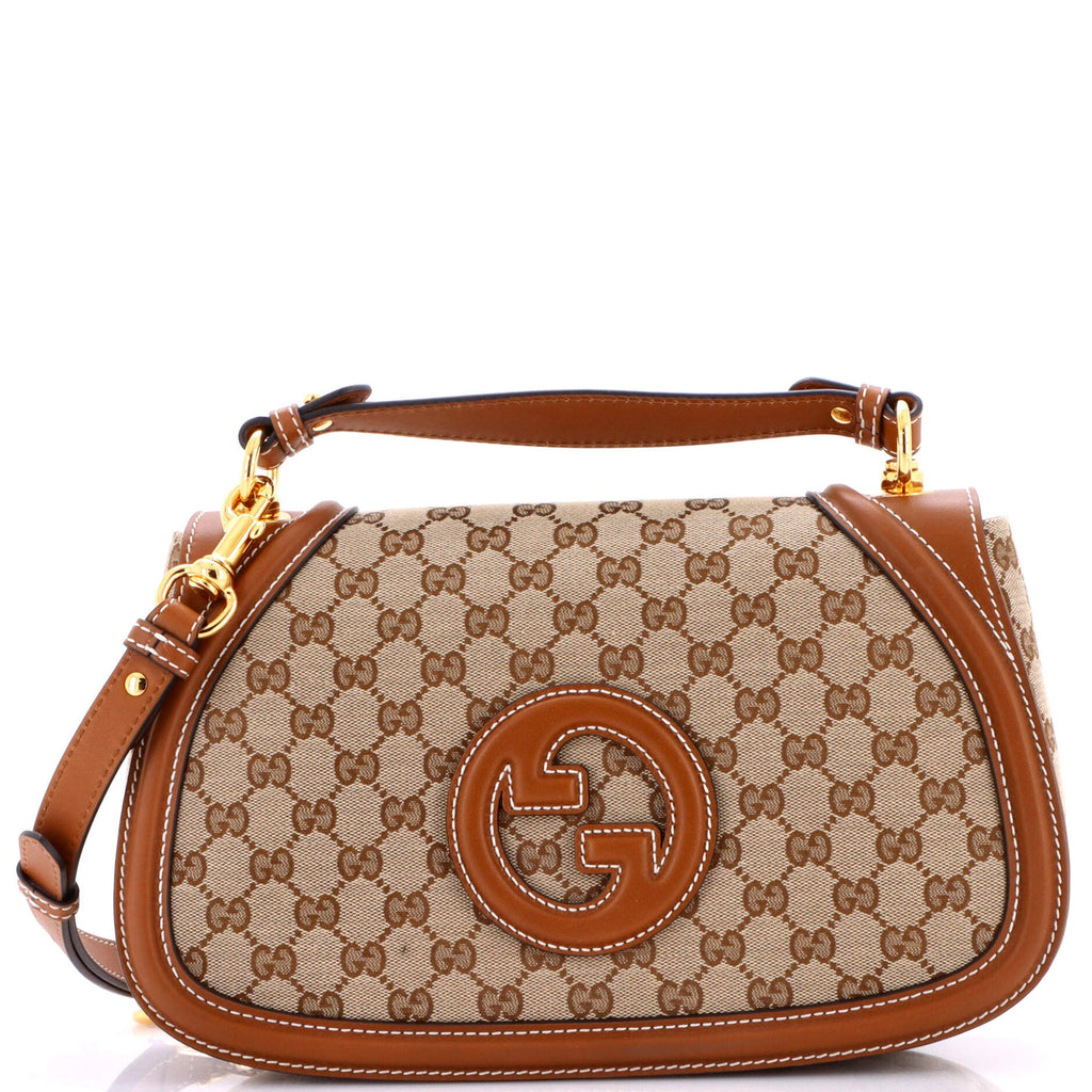 Blondie NM Top Handle Bag GG Coated Canvas with Leather Medium