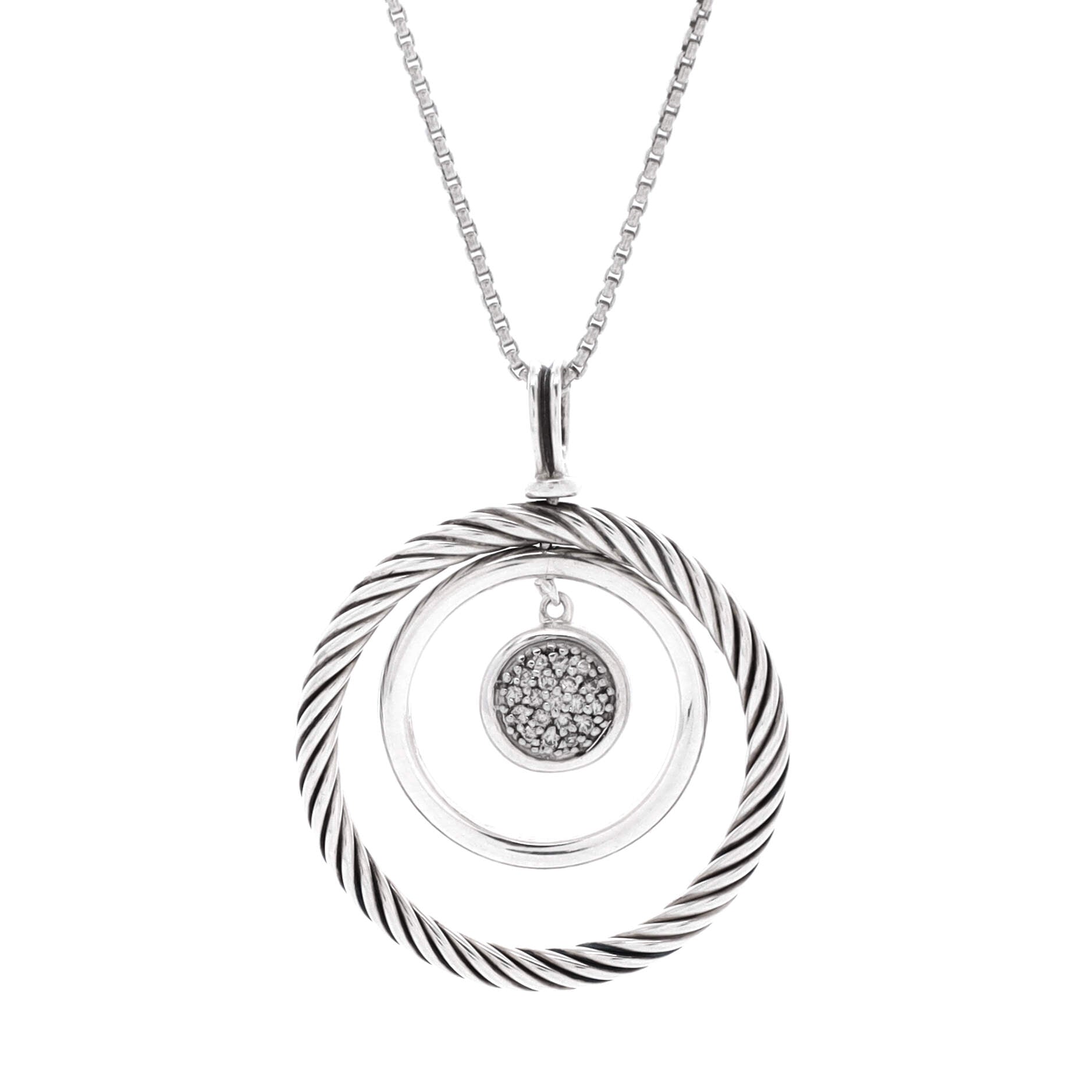 Mobile Circle Necklace Sterling Silver with Diamonds