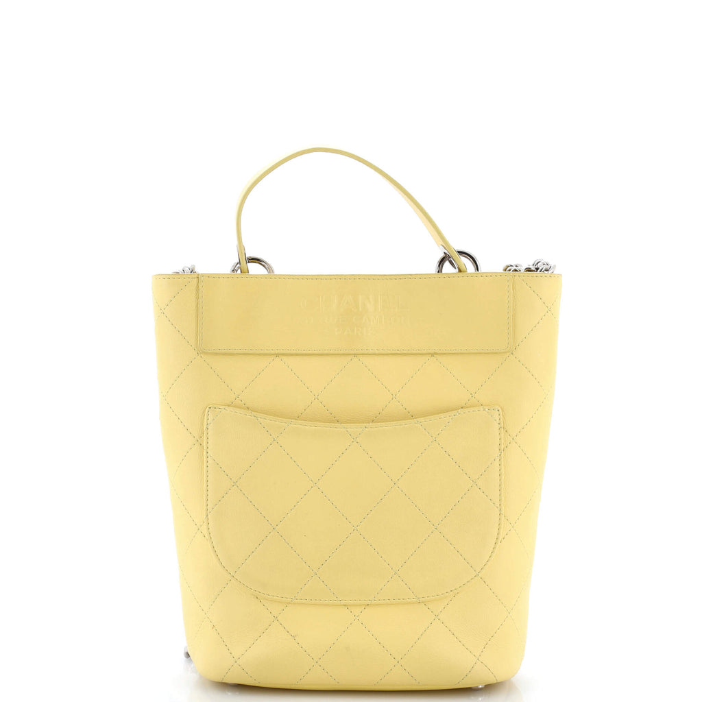 CC Top Handle Bucket Bag Stitched Calfskin Small