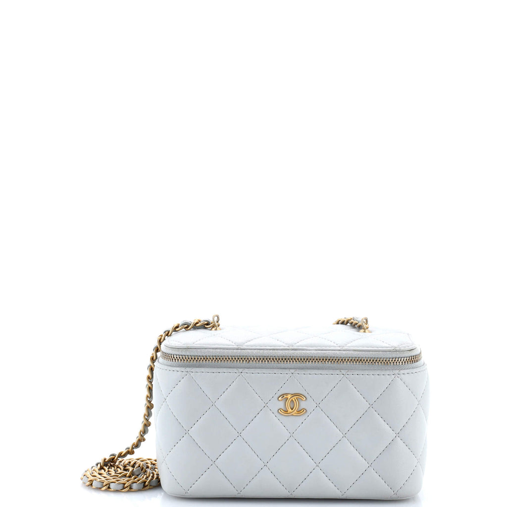 Pearl Crush Vanity Case with Chain Quilted Lambskin Small