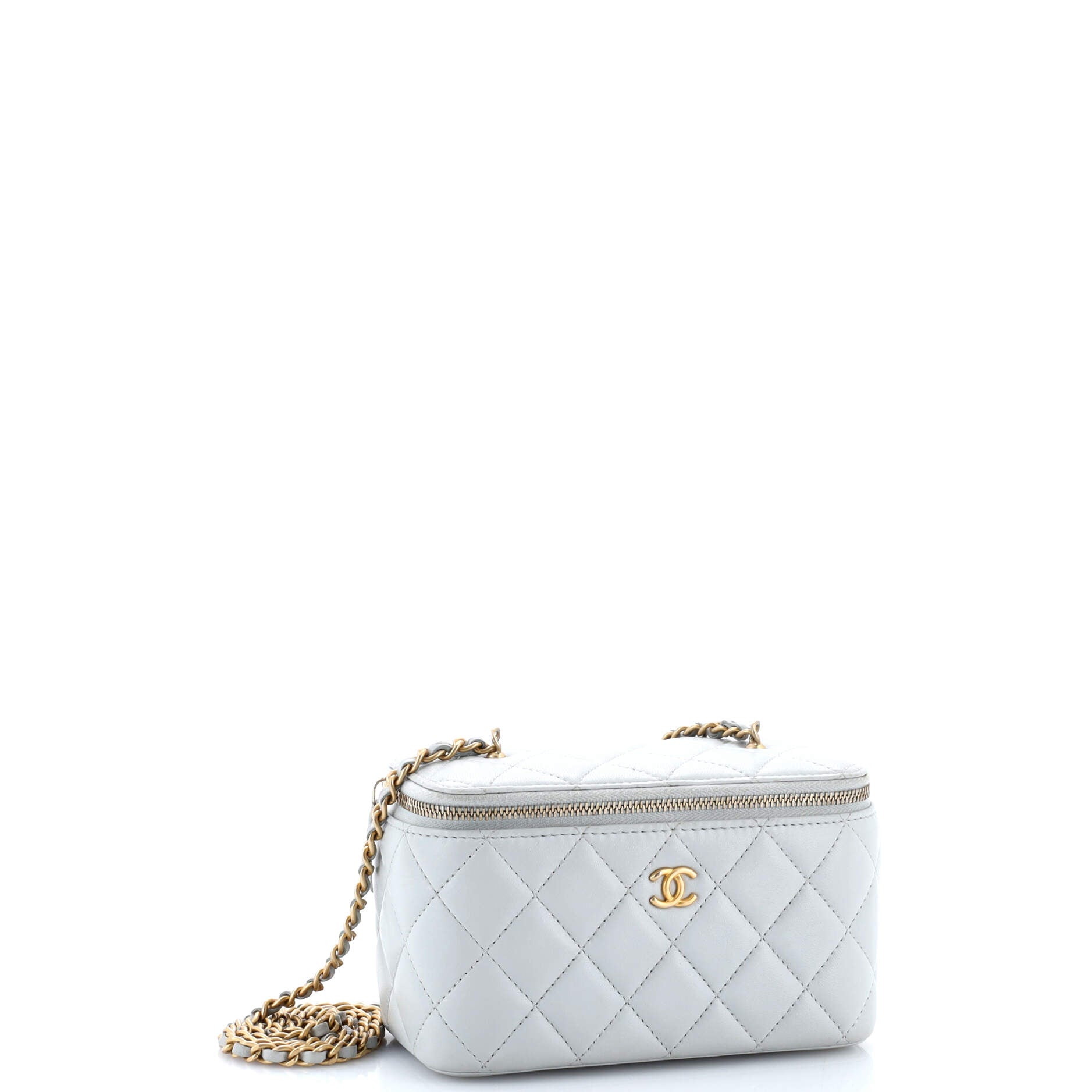 Pearl Crush Vanity Case with Chain Quilted Lambskin Small