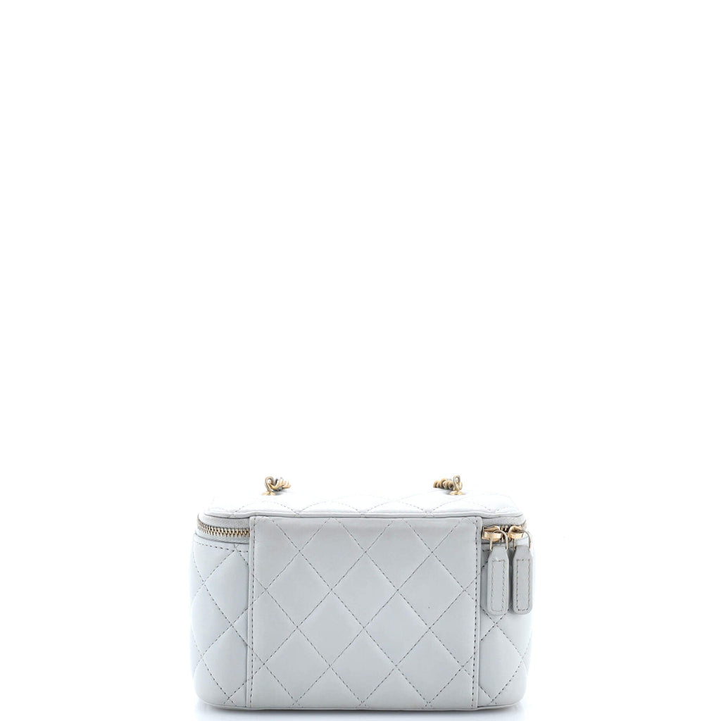 Pearl Crush Vanity Case with Chain Quilted Lambskin Small