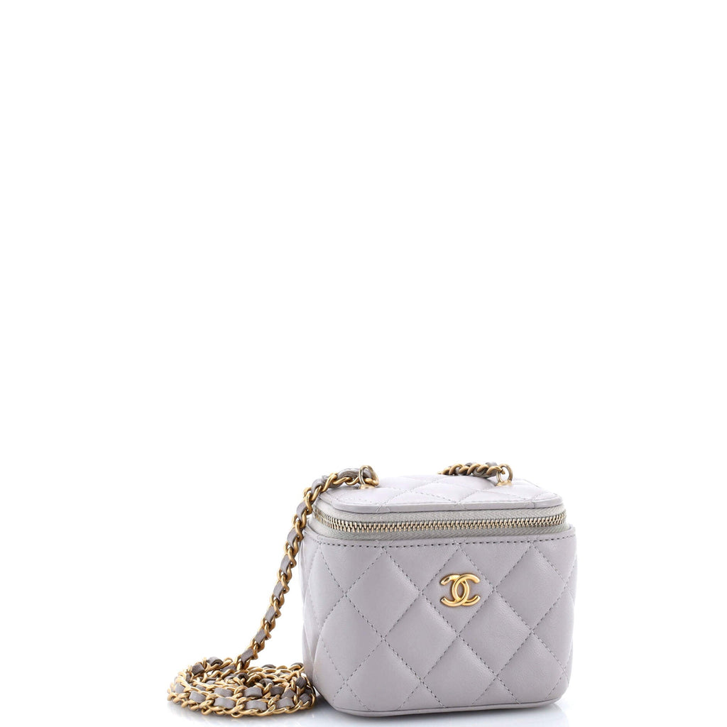 Pearl Crush Vanity Case with Chain Quilted Lambskin Mini