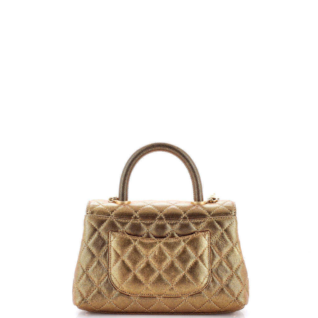 Coco Top Handle Bag Quilted Iridescent Caviar Mini