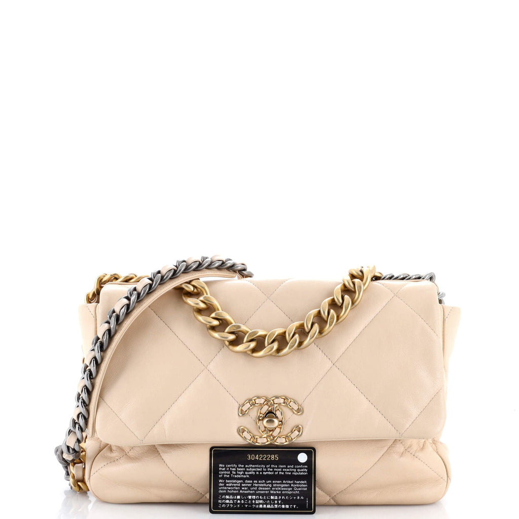 19 Flap Bag Quilted Leather Large