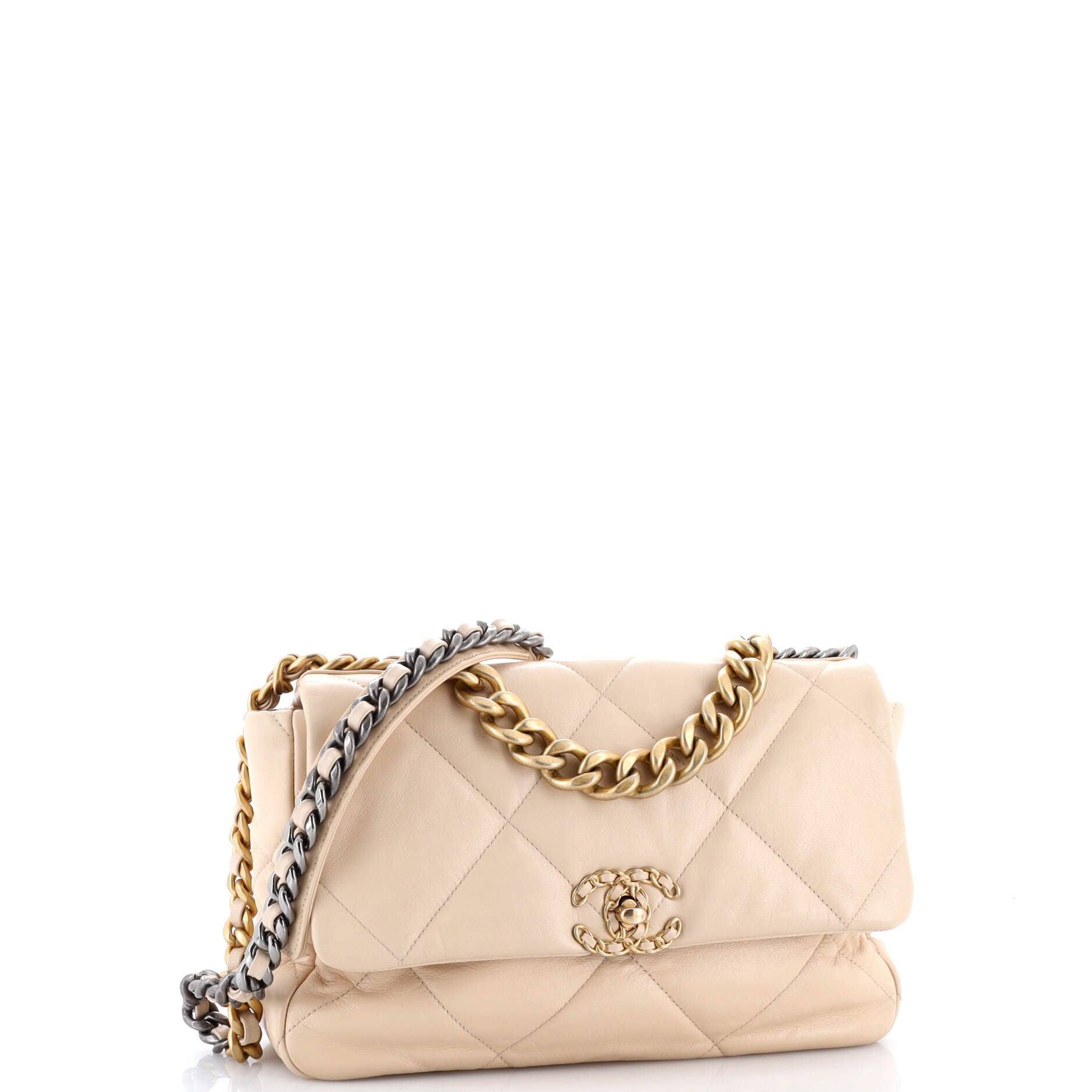 19 Flap Bag Quilted Leather Large