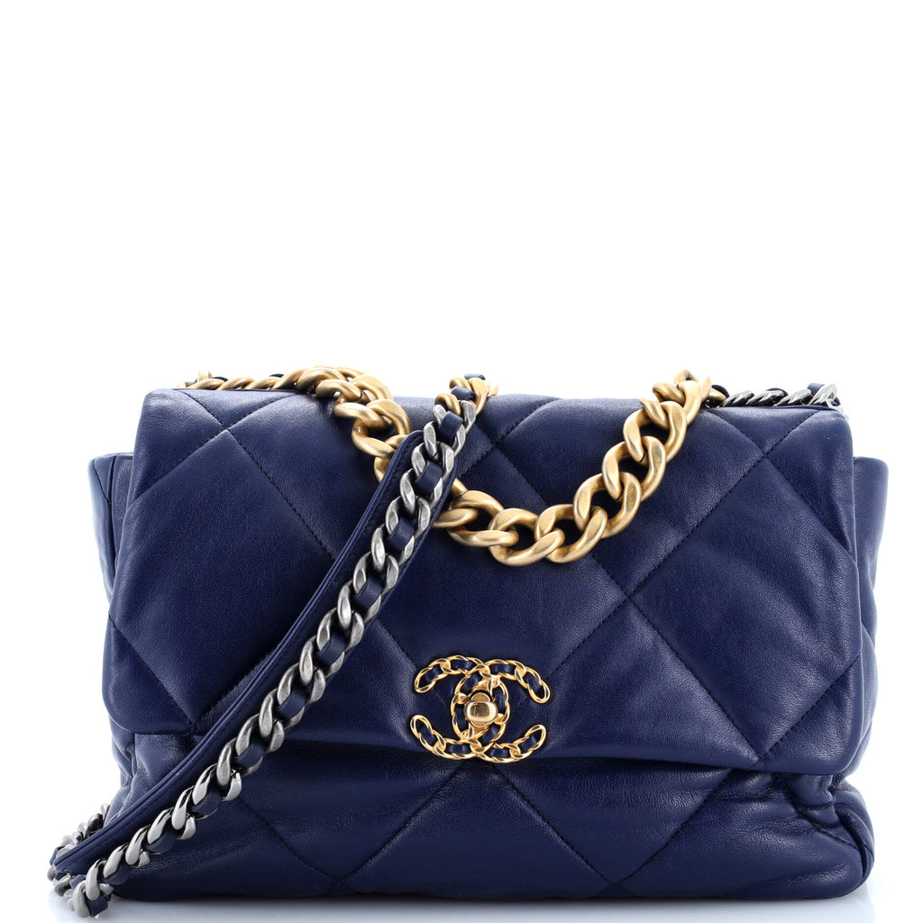 19 Flap Bag Quilted Leather Large