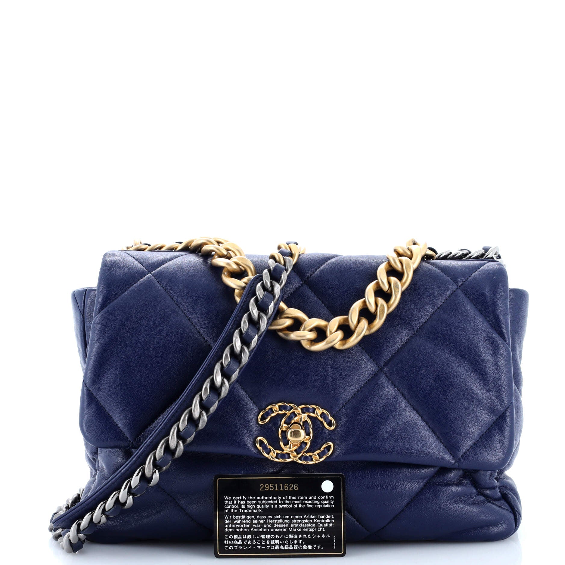 19 Flap Bag Quilted Leather Large
