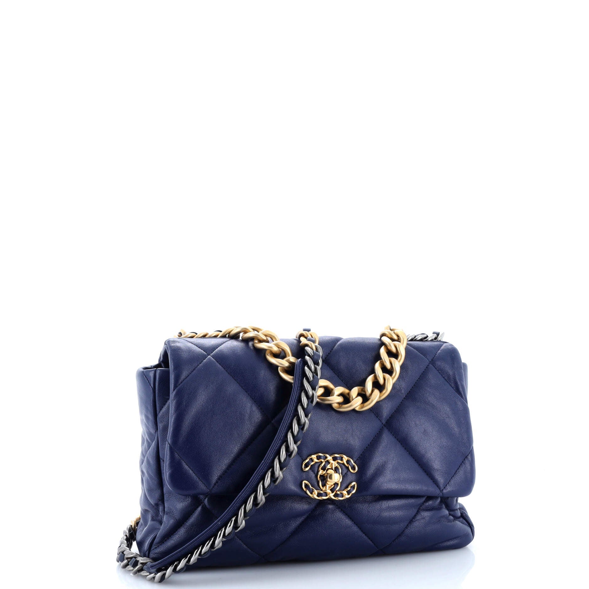 19 Flap Bag Quilted Leather Large