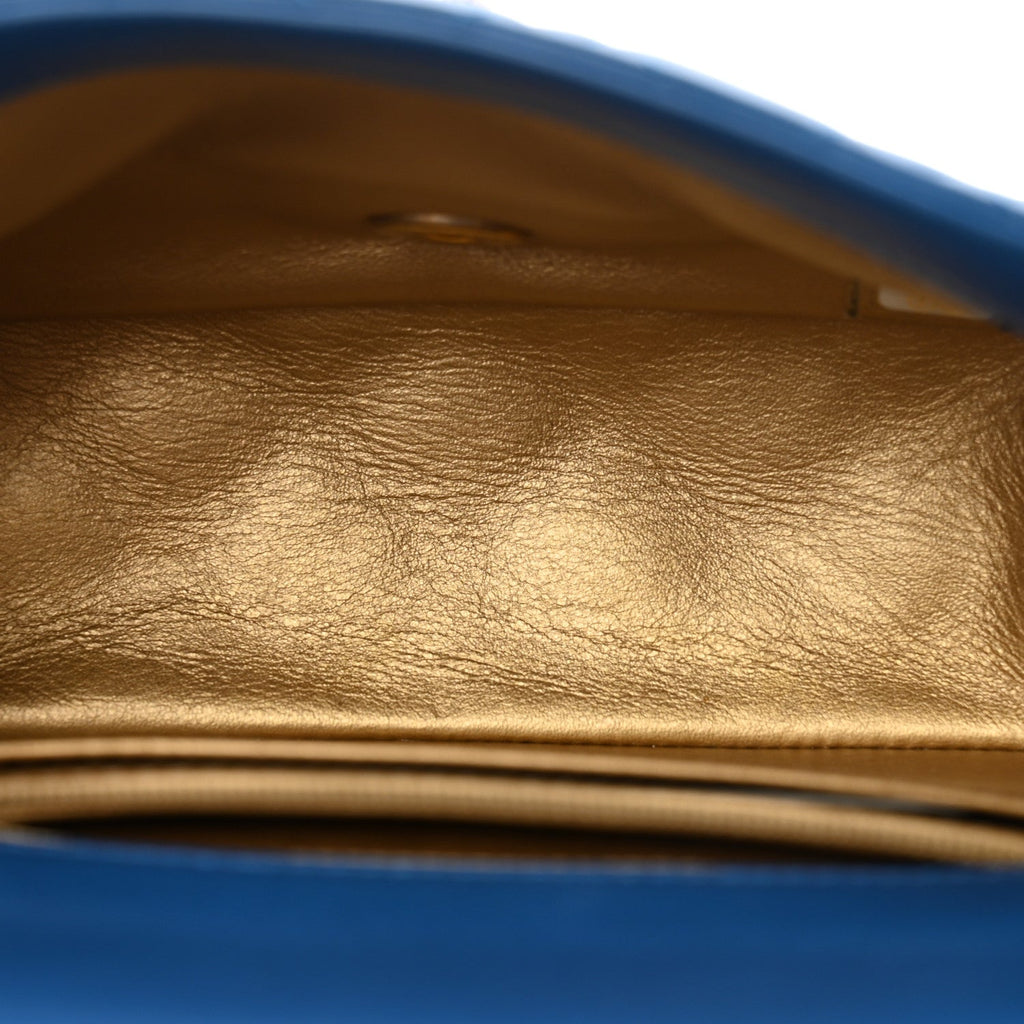 Lambskin Quilted Mini Pearl Crush Flap Blue