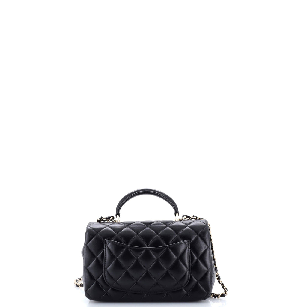 Classic Single Flap Top Handle Bag Quilted Lambskin Mini
