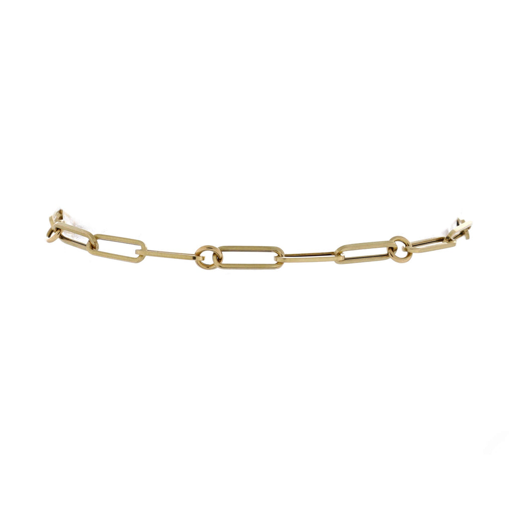Paperclip Chain Link Bracelet 18K Yellow Gold