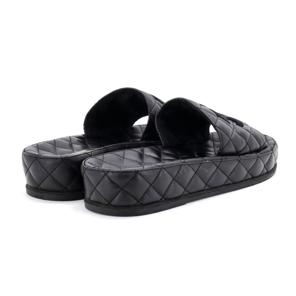 Women's CC Platform Slide Sandals Quilted Leather